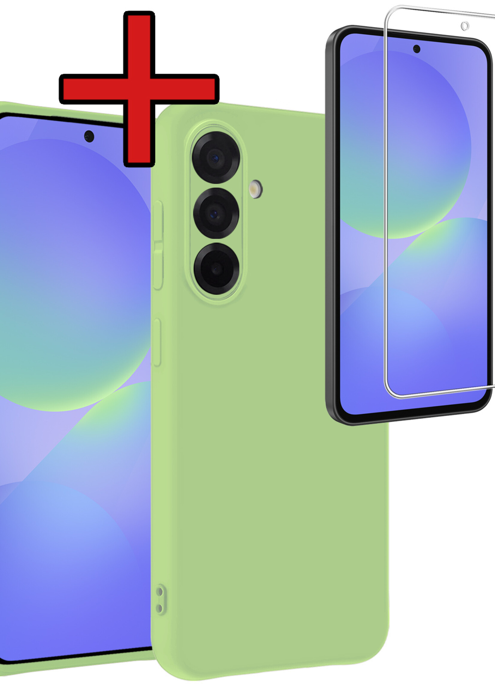BTH BTH Samsung Galaxy A36 Hoesje Siliconen Met Screenprotector - Groen