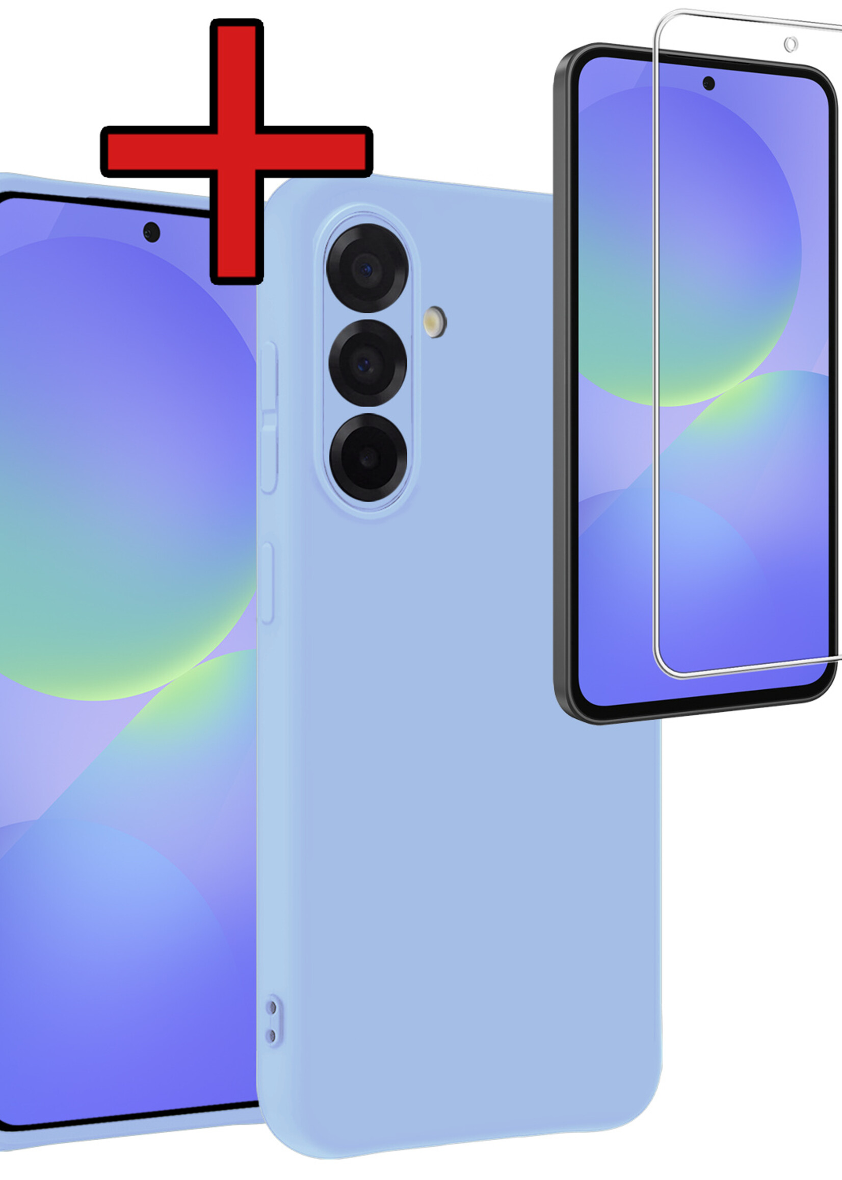 BTH BTH Samsung Galaxy A36 Hoesje Siliconen Met Screenprotector - Lichtblauw