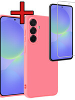 BTH BTH Samsung Galaxy A36 Hoesje Siliconen Met Screenprotector - Lichtroze