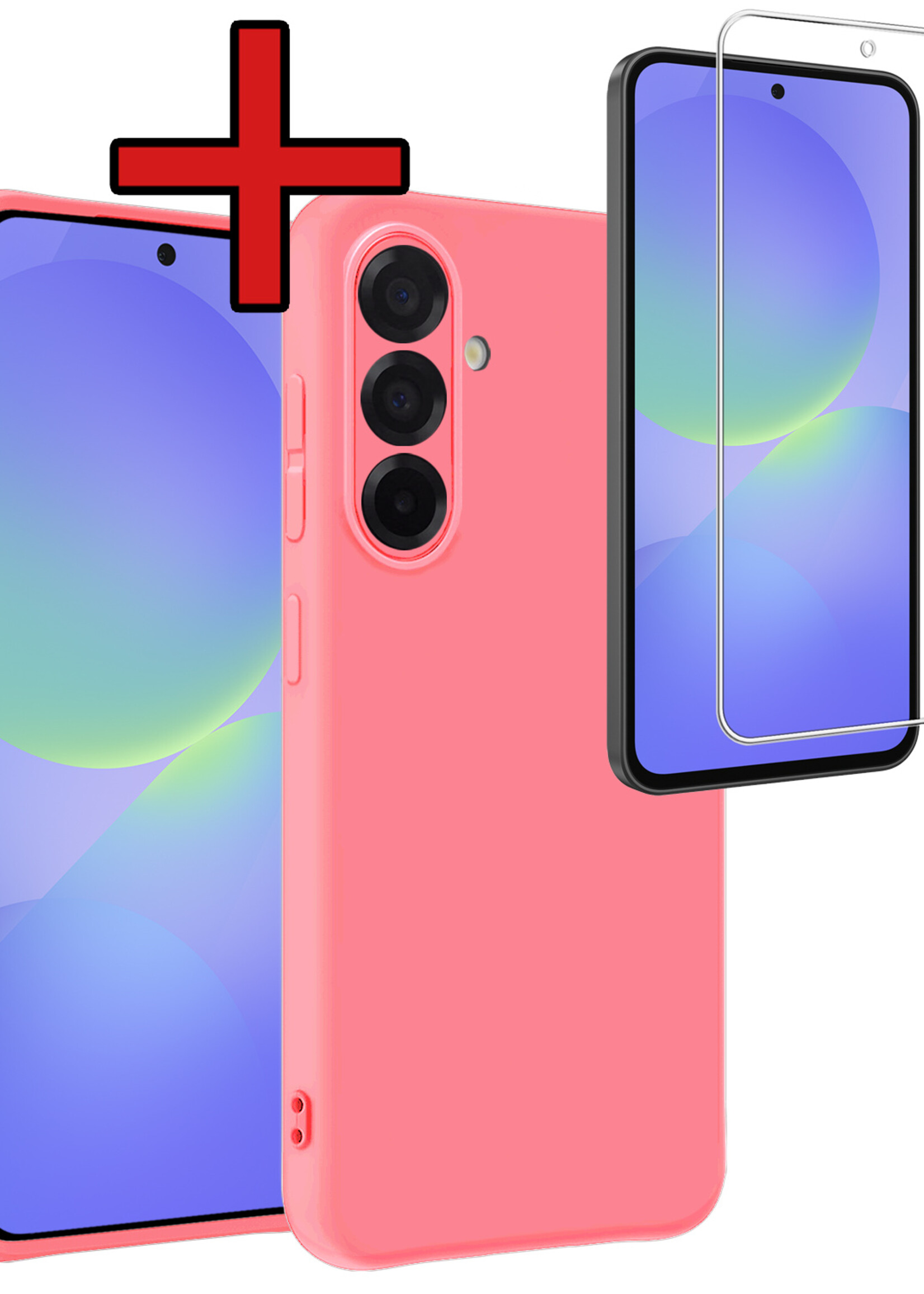 BTH BTH Samsung Galaxy A36 Hoesje Siliconen Met Screenprotector - Lichtroze