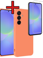 BTH BTH Samsung Galaxy A36 Hoesje Siliconen Met Screenprotector - Perzik