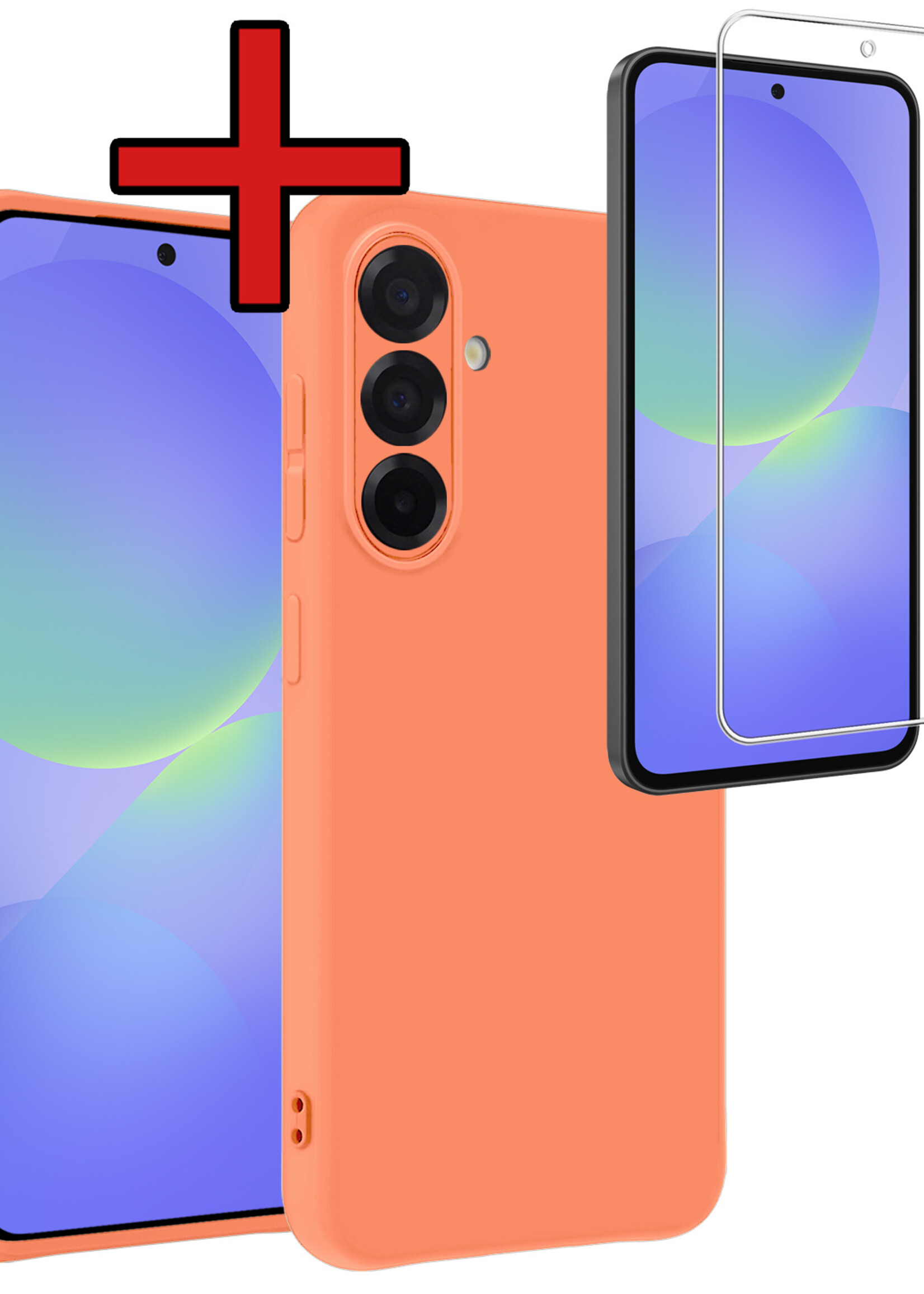 BTH BTH Samsung Galaxy A36 Hoesje Siliconen Met Screenprotector - Perzik