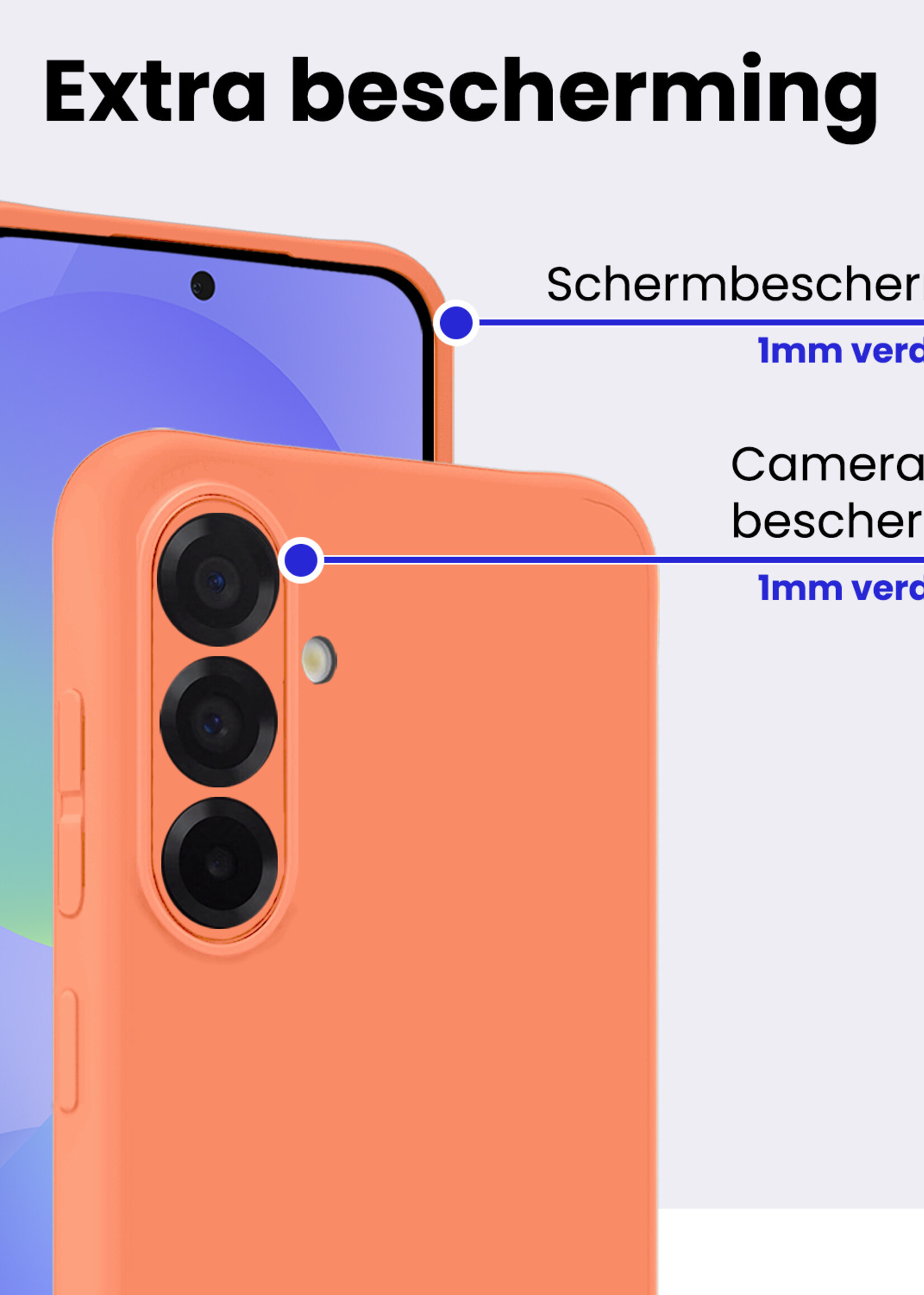 BTH BTH Samsung Galaxy A36 Hoesje Siliconen Met Screenprotector - Perzik