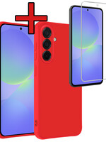 BTH BTH Samsung Galaxy A36 Hoesje Siliconen Met Screenprotector - Rood