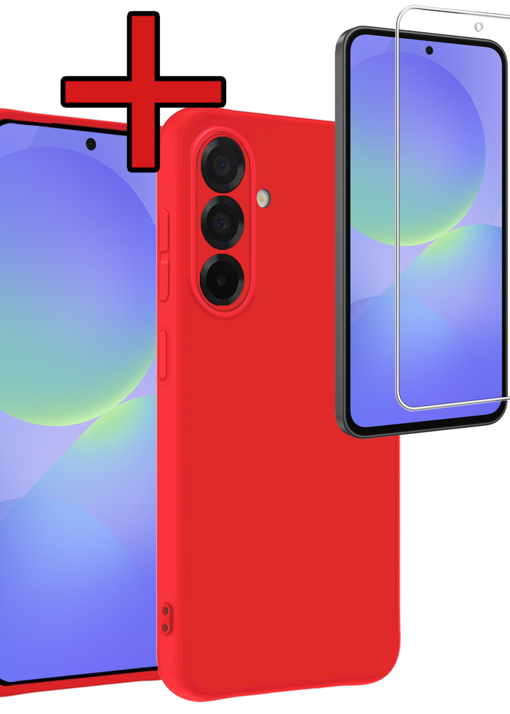 BTH BTH Samsung Galaxy A36 Hoesje Siliconen Met Screenprotector - Rood