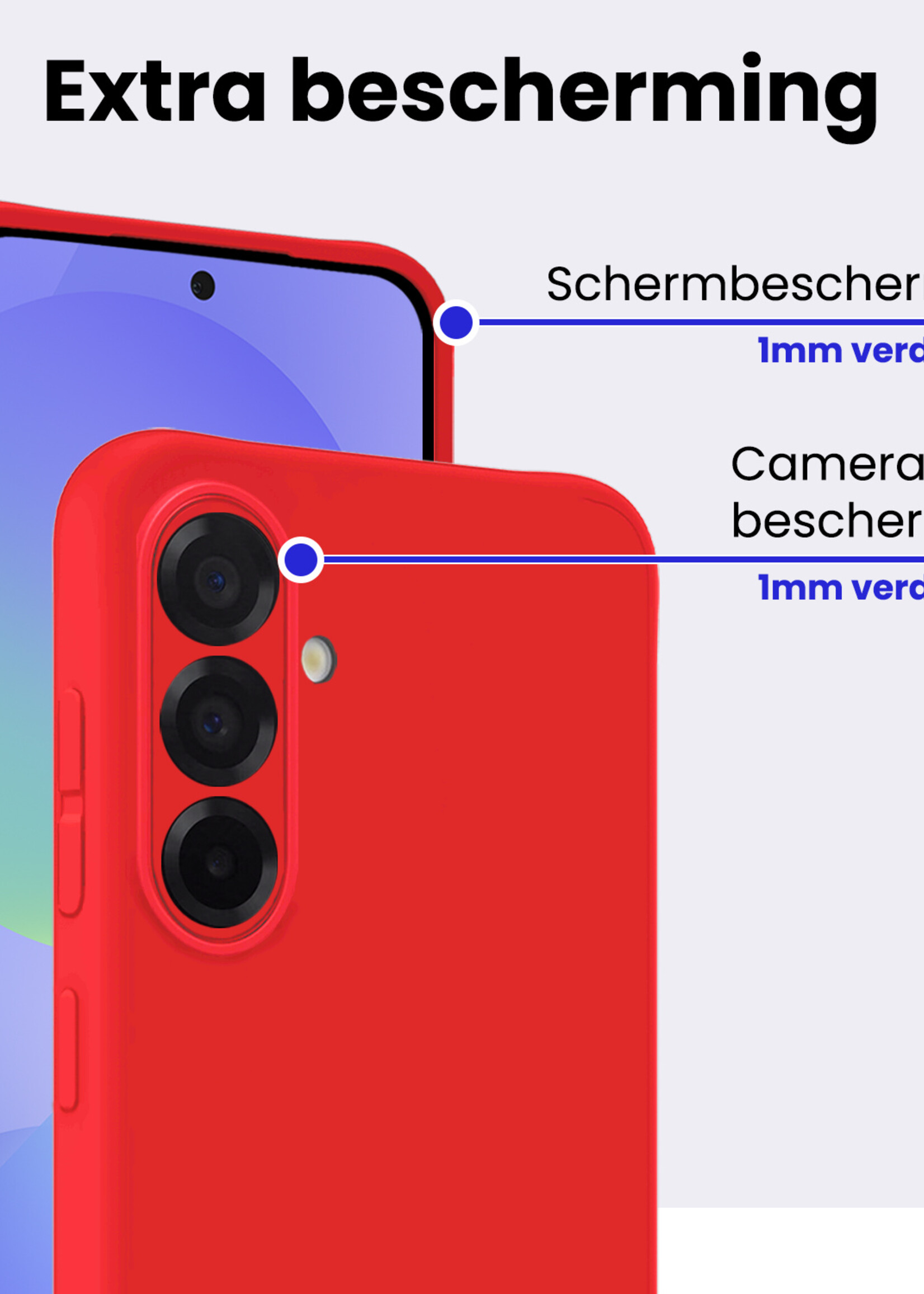 BTH BTH Samsung Galaxy A36 Hoesje Siliconen Met Screenprotector - Rood