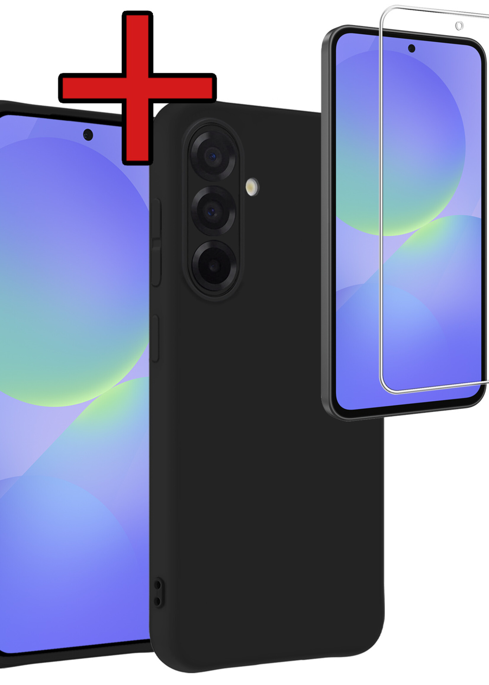 BTH BTH Samsung Galaxy A36 Hoesje Siliconen Met Screenprotector - Zwart