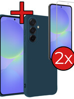 BTH BTH Samsung Galaxy A36 Hoesje Siliconen Met 2x Screenprotector - Donkerblauw