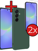 BTH BTH Samsung Galaxy A36 Hoesje Siliconen Met 2x Screenprotector - Donkergroen