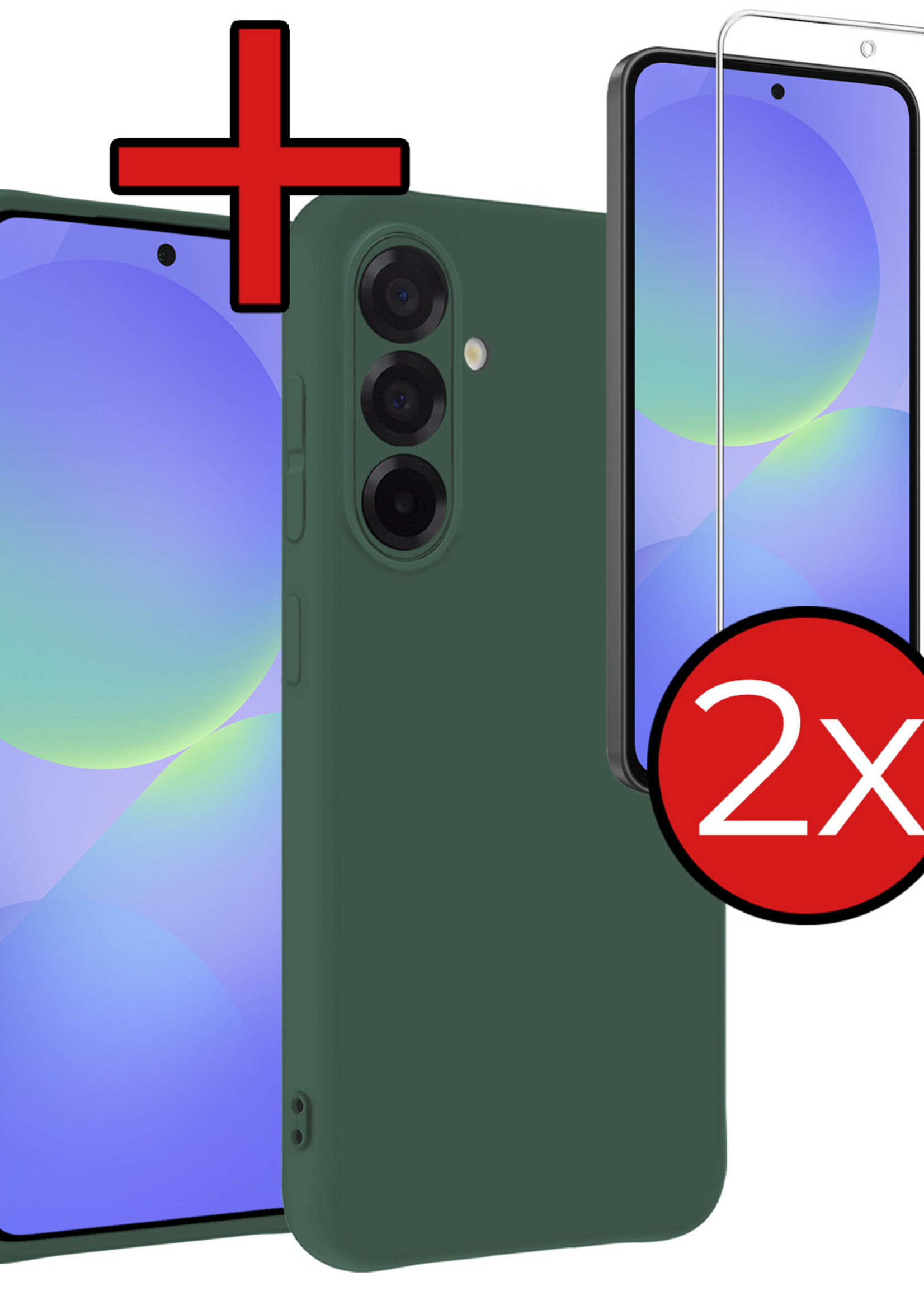 BTH BTH Samsung Galaxy A36 Hoesje Siliconen Met 2x Screenprotector - Donkergroen