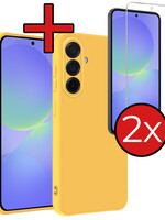 BTH BTH Samsung Galaxy A36 Hoesje Siliconen Met 2x Screenprotector - Geel