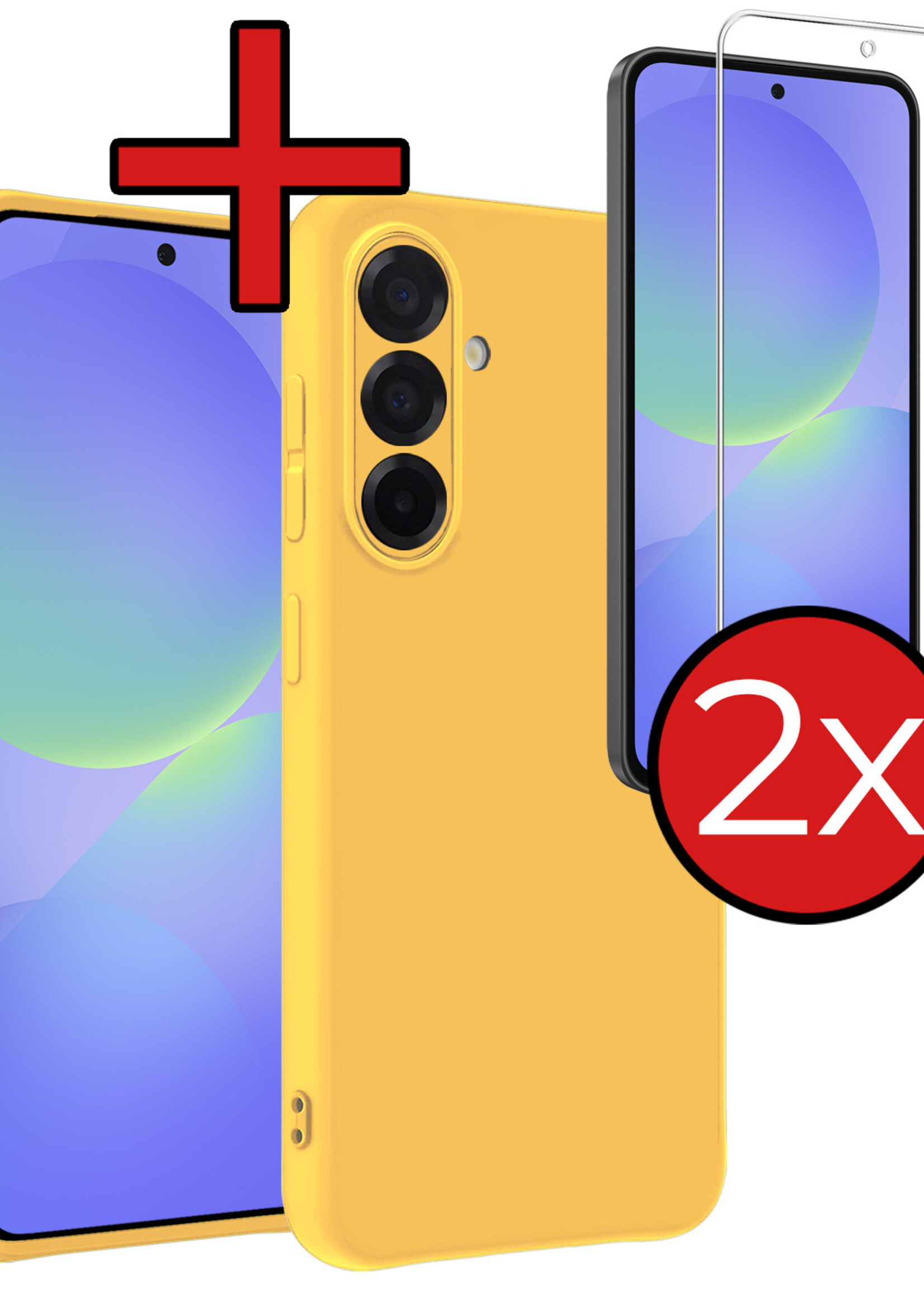 BTH BTH Samsung Galaxy A36 Hoesje Siliconen Met 2x Screenprotector - Geel