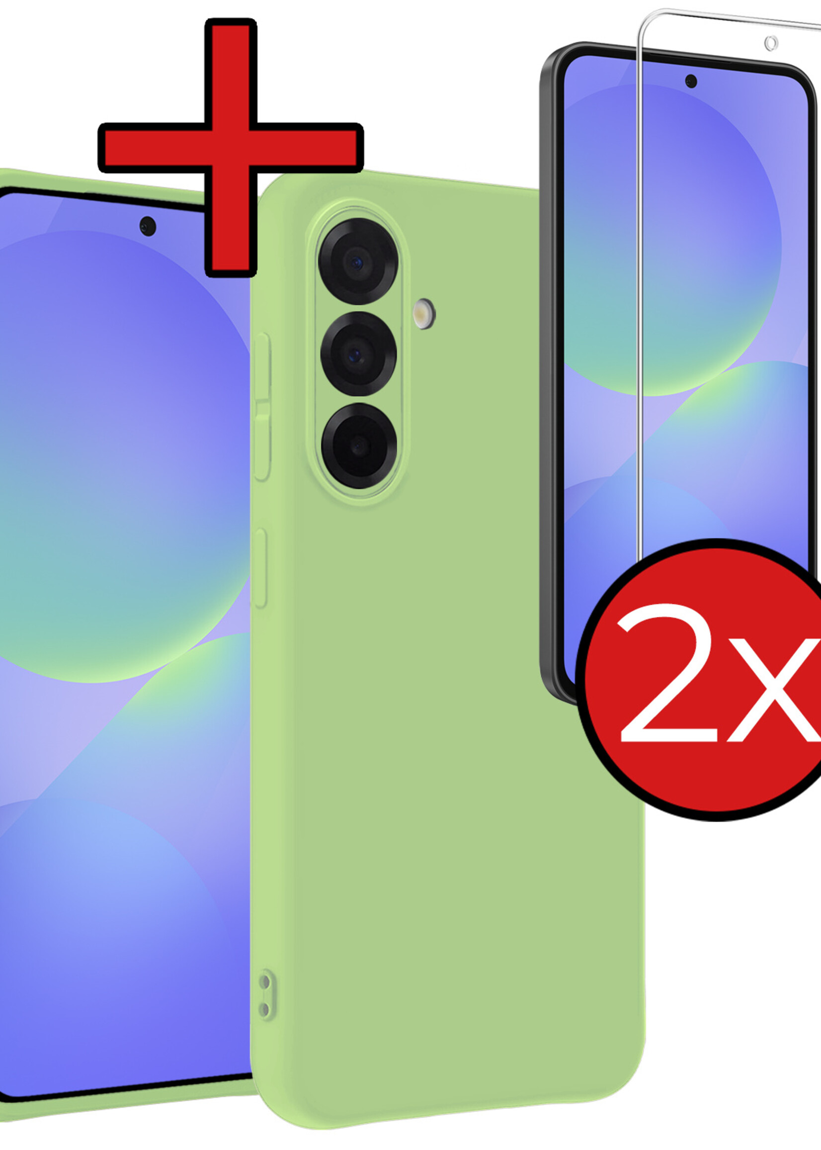 BTH BTH Samsung Galaxy A36 Hoesje Siliconen Met 2x Screenprotector - Groen