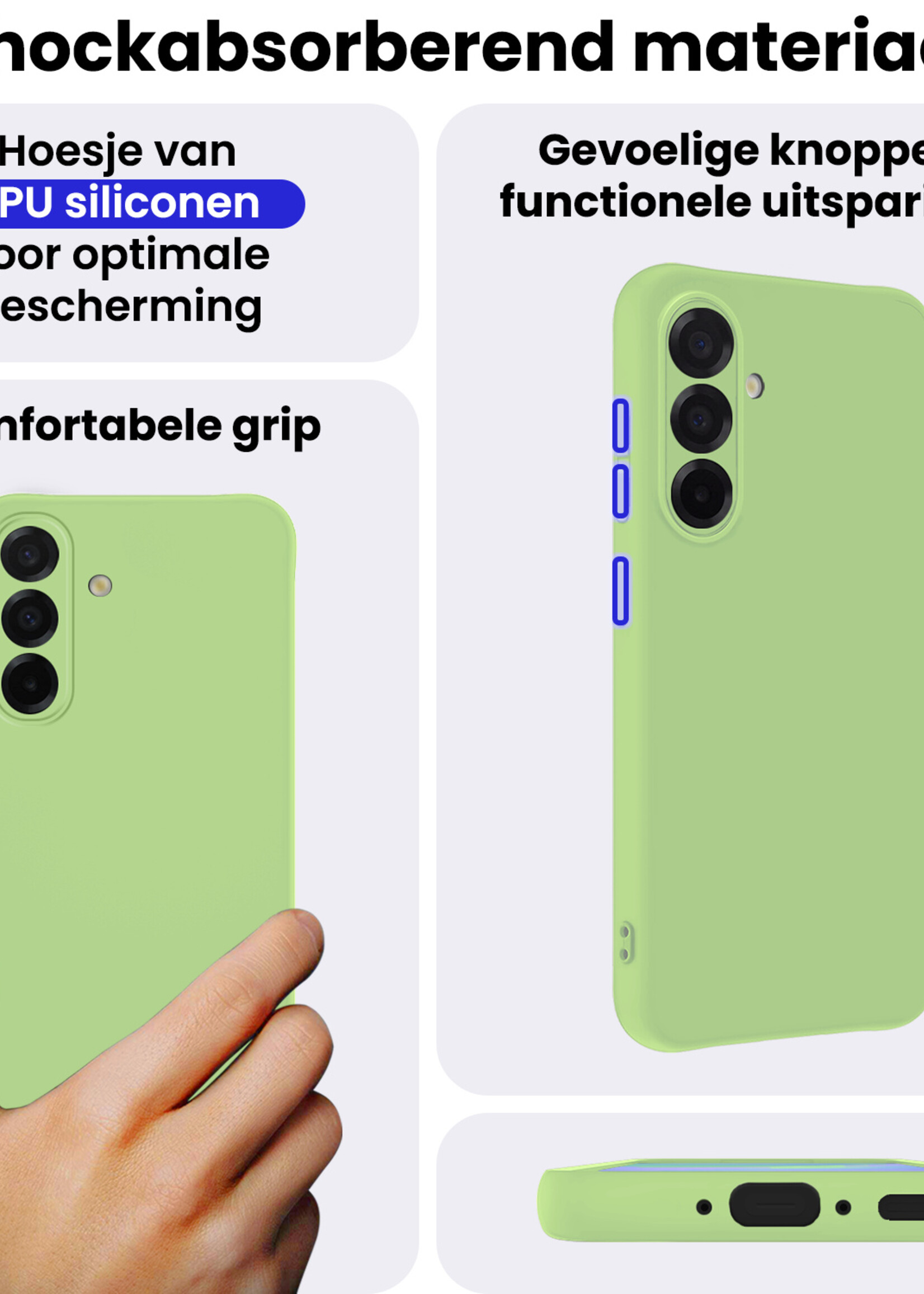 BTH BTH Samsung Galaxy A36 Hoesje Siliconen Met 2x Screenprotector - Groen