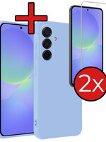 BTH BTH Samsung Galaxy A36 Hoesje Siliconen Met 2x Screenprotector - Lichtblauw