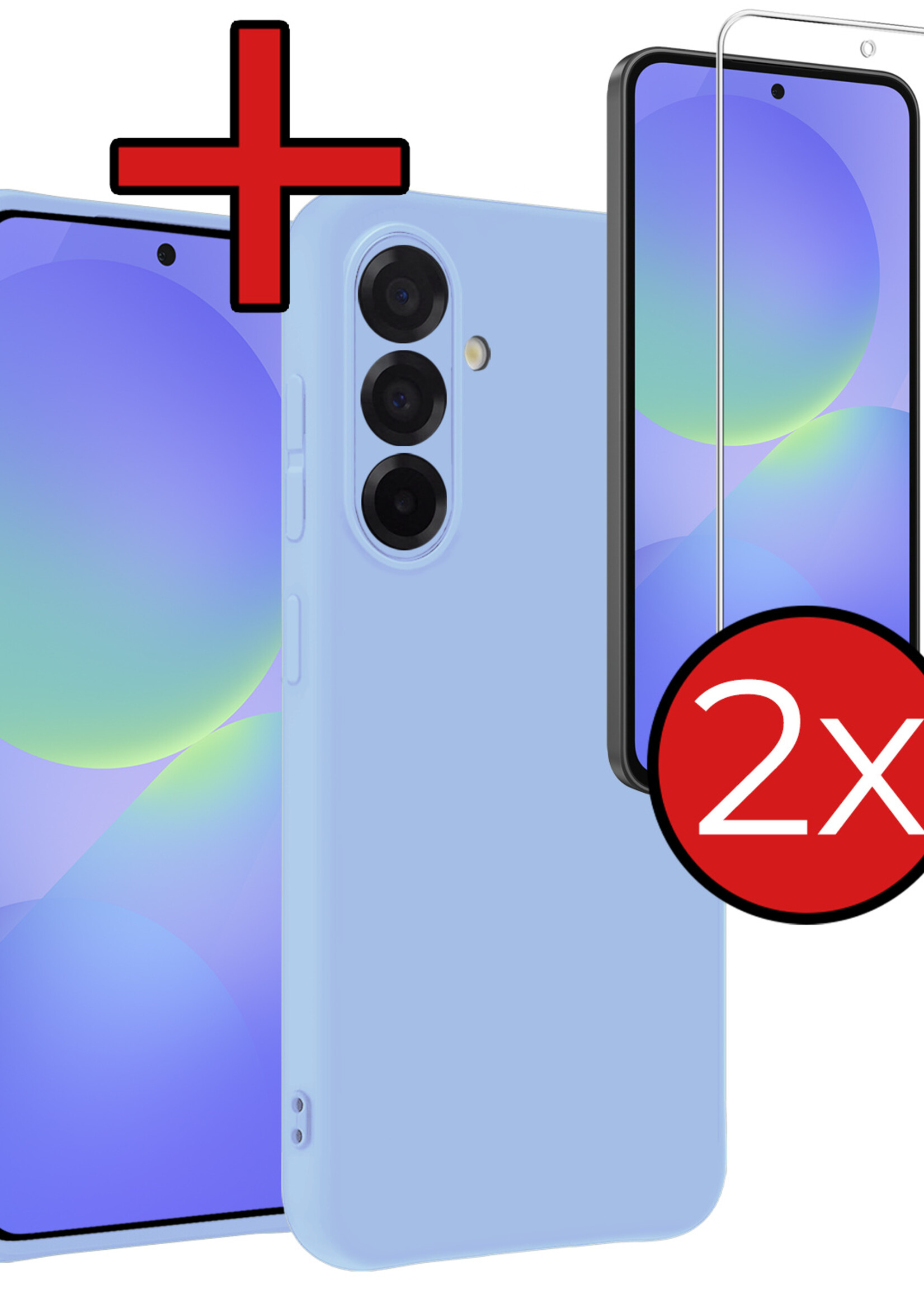 BTH BTH Samsung Galaxy A36 Hoesje Siliconen Met 2x Screenprotector - Lichtblauw