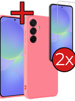 BTH BTH Samsung Galaxy A36 Hoesje Siliconen Met 2x Screenprotector - Lichtroze