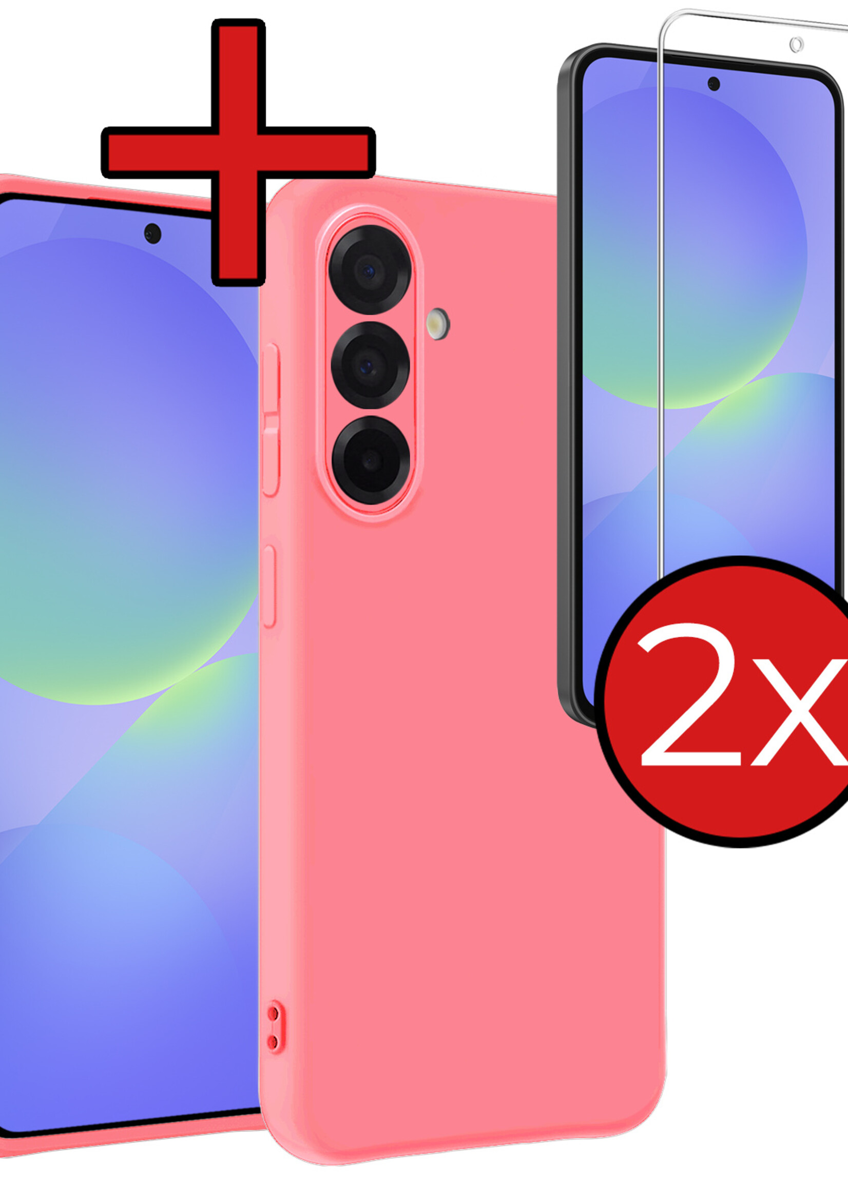BTH BTH Samsung Galaxy A36 Hoesje Siliconen Met 2x Screenprotector - Lichtroze