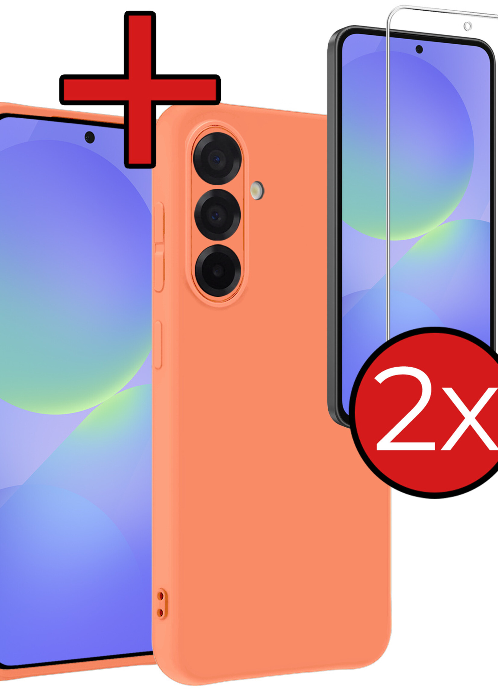BTH BTH Samsung Galaxy A36 Hoesje Siliconen Met 2x Screenprotector - Perzik