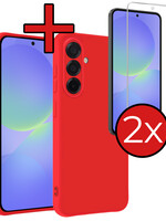 BTH BTH Samsung Galaxy A36 Hoesje Siliconen Met 2x Screenprotector - Rood