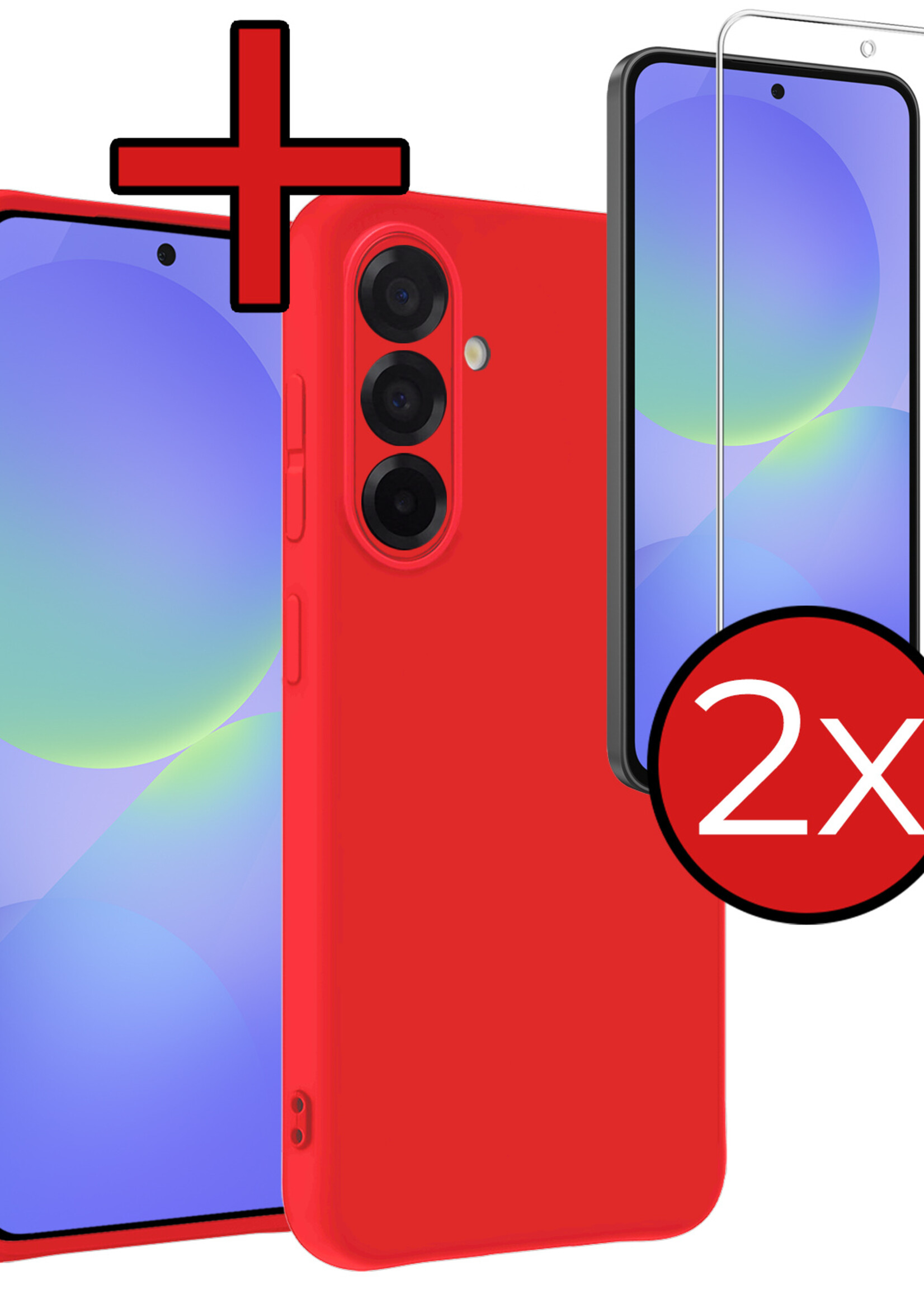 BTH BTH Samsung Galaxy A36 Hoesje Siliconen Met 2x Screenprotector - Rood
