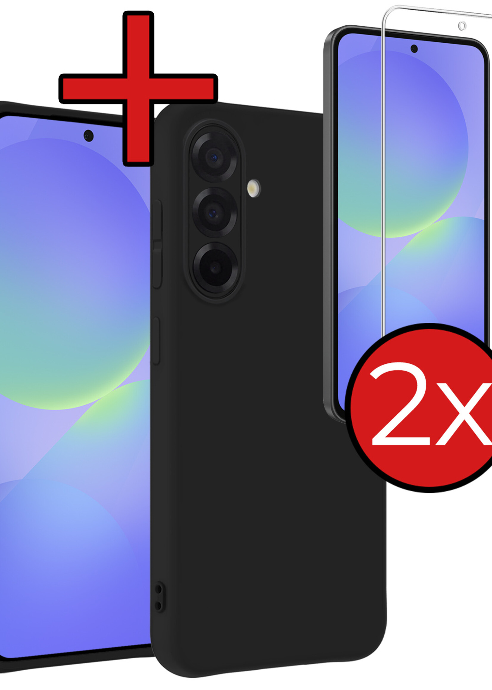 BTH BTH Samsung Galaxy A36 Hoesje Siliconen Met 2x Screenprotector - Zwart