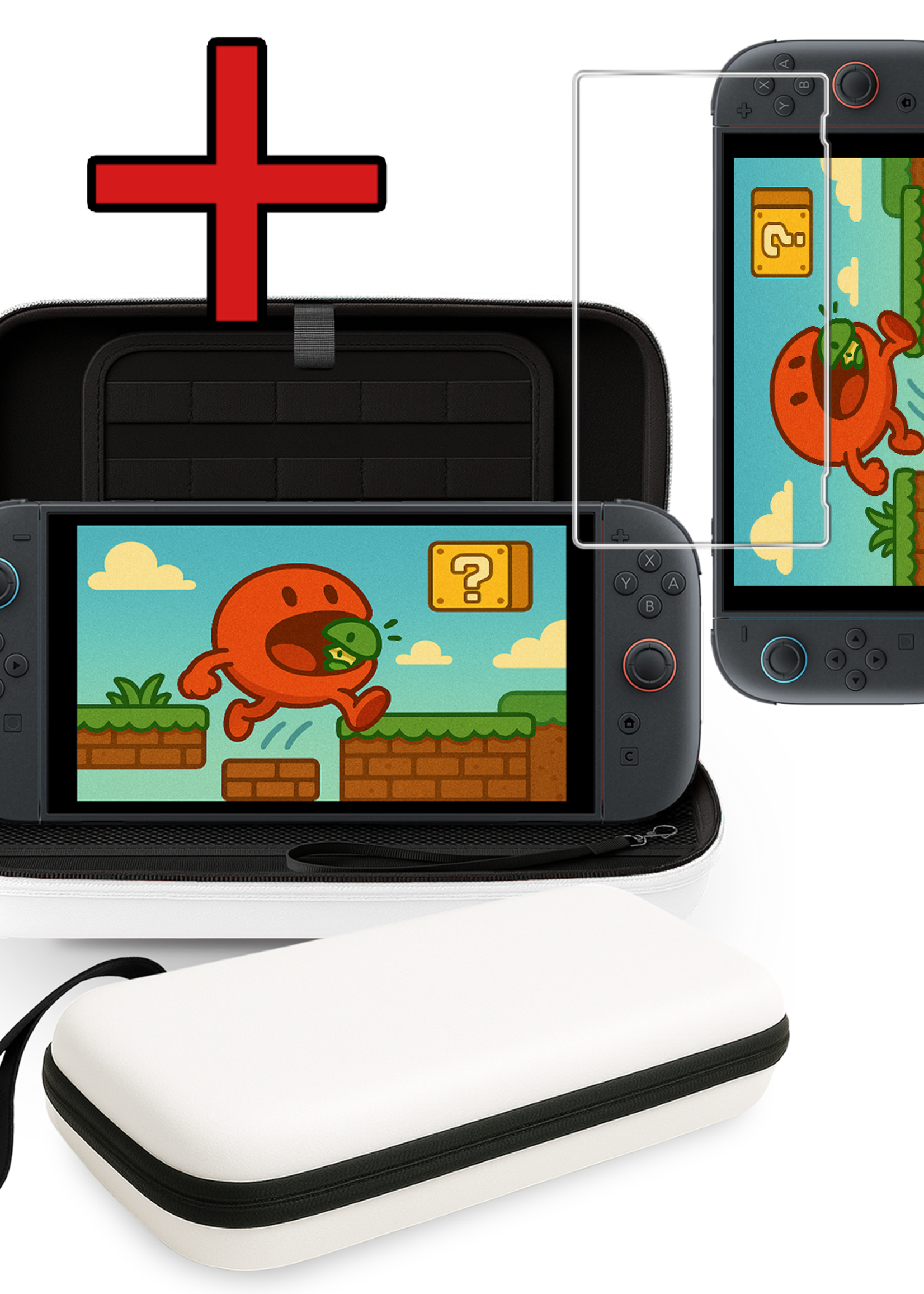 BTH BTH Nintendo Switch 2 Hoesje Met Screenprotector - Wit