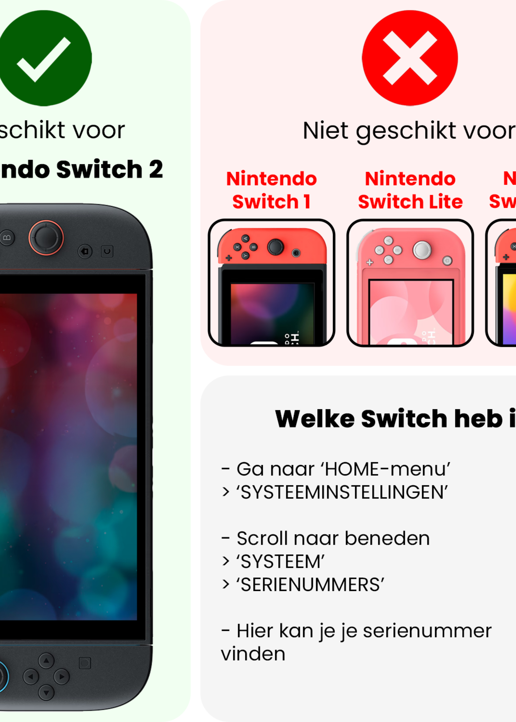 BTH BTH Nintendo Switch 2 Hoesje Met Screenprotector - Wit