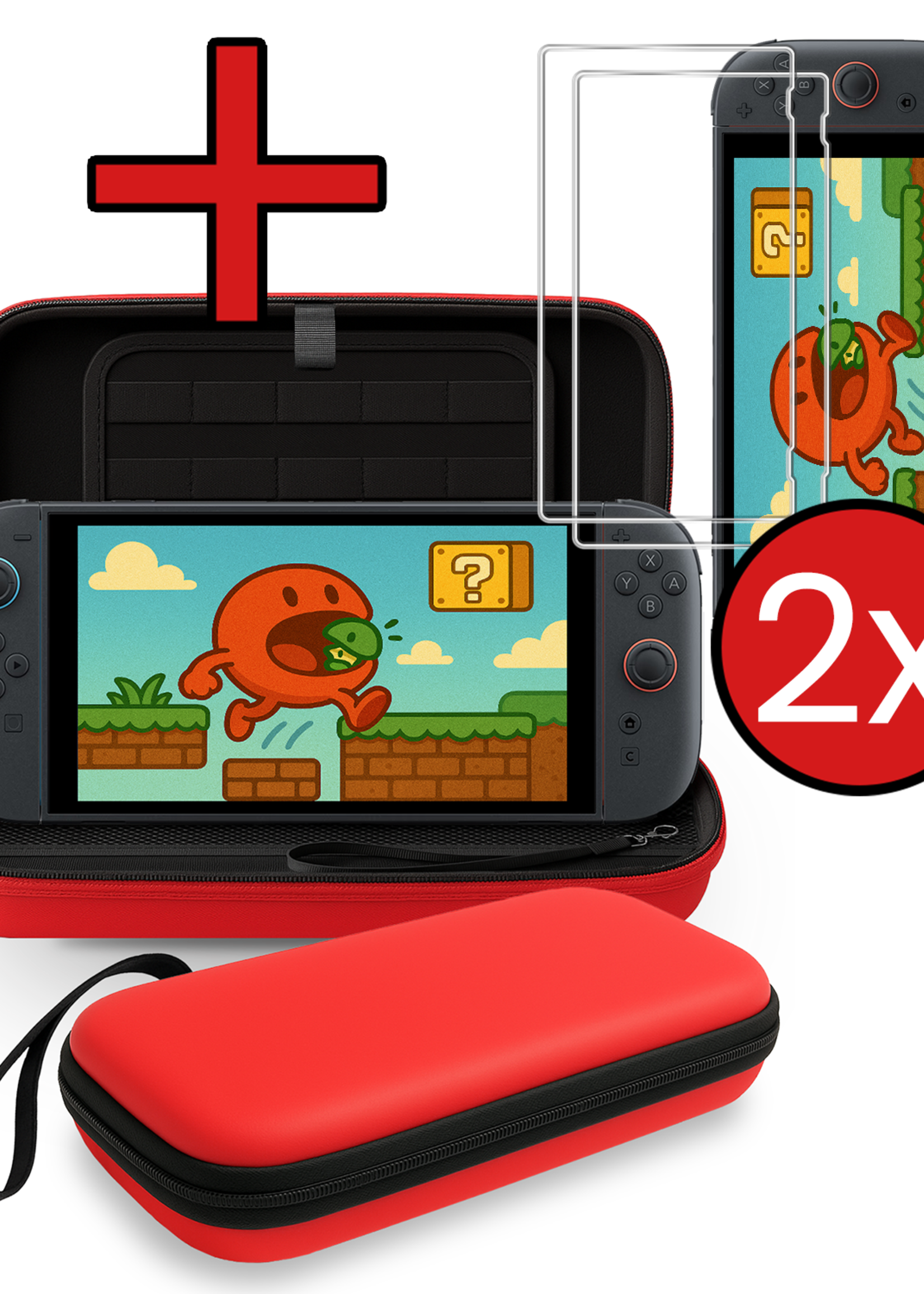 BTH BTH Nintendo Switch 2 Hoesje Met Screenprotector - Rood