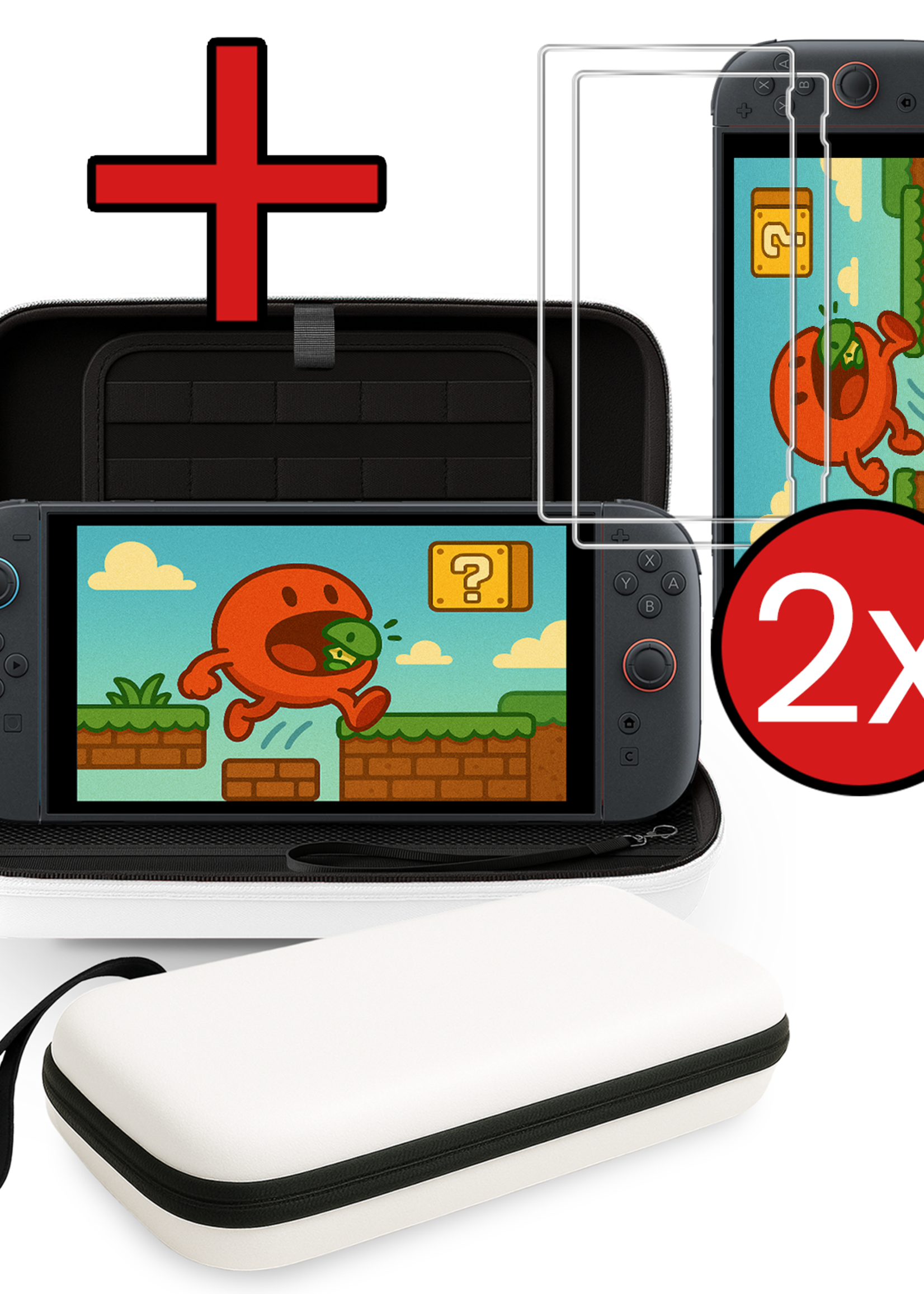 BTH BTH Nintendo Switch 2 Hoesje Met Screenprotector - Wit