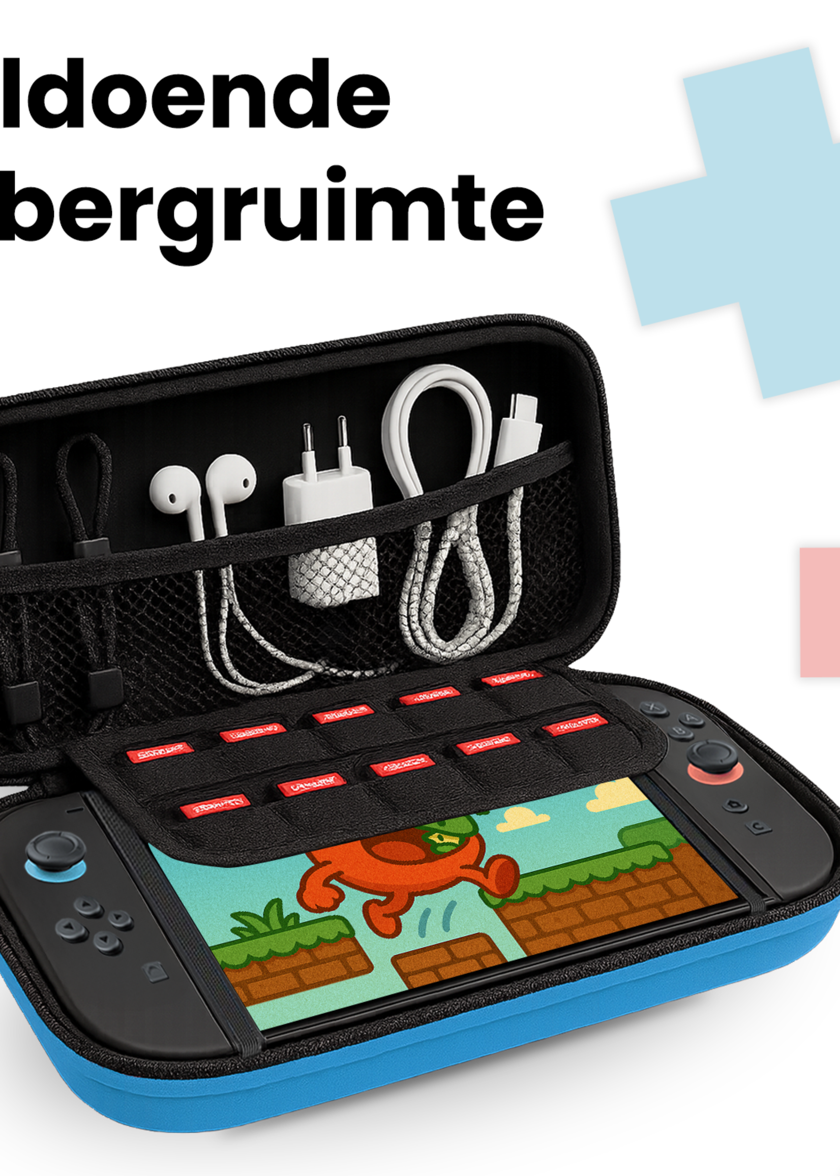 BTH BTH Nintendo Switch 2 Hoesje Handvat Met Screenprotector - Blauw