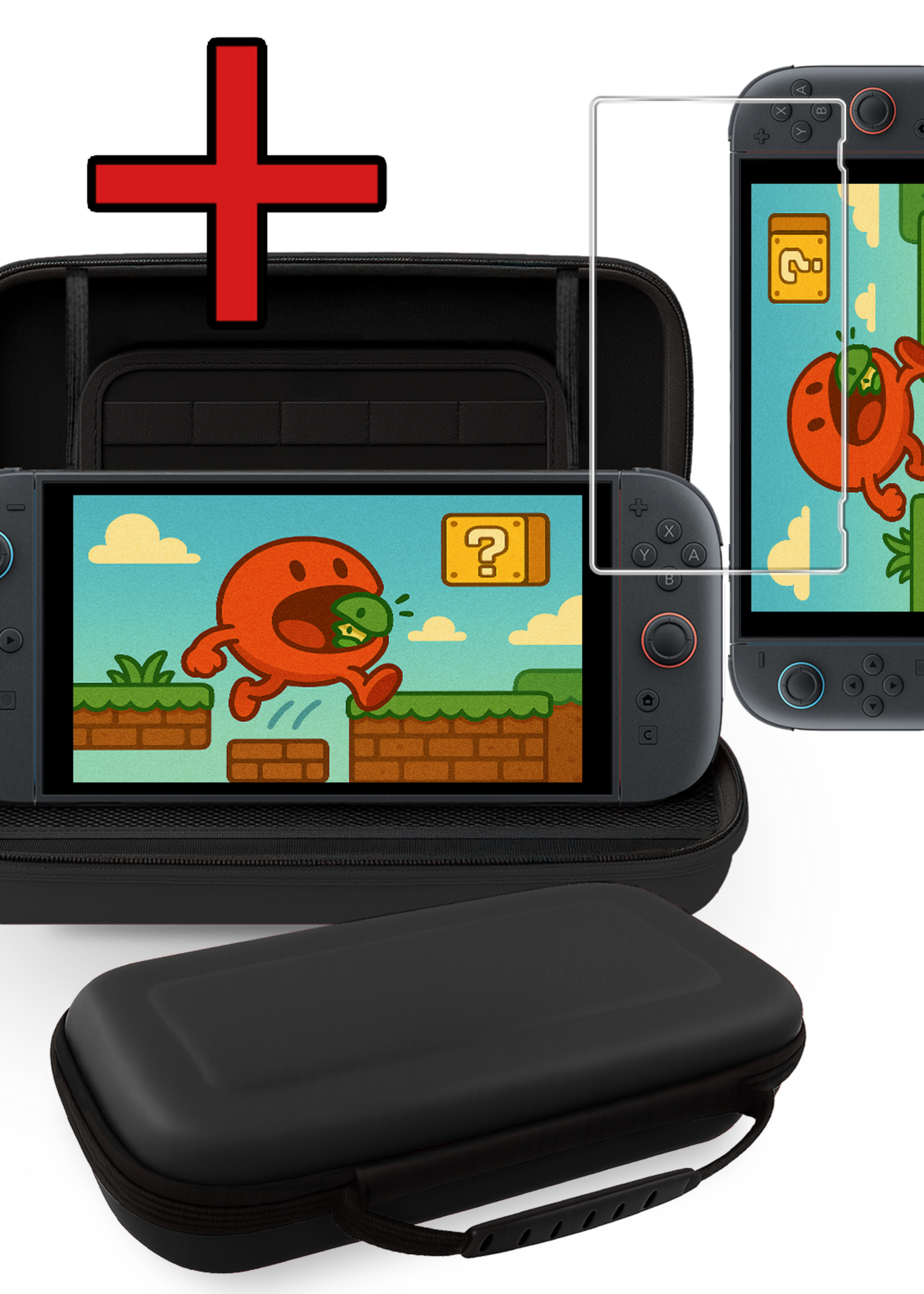 BTH BTH Nintendo Switch 2 Hoesje Handvat Met Screenprotector - Zwart