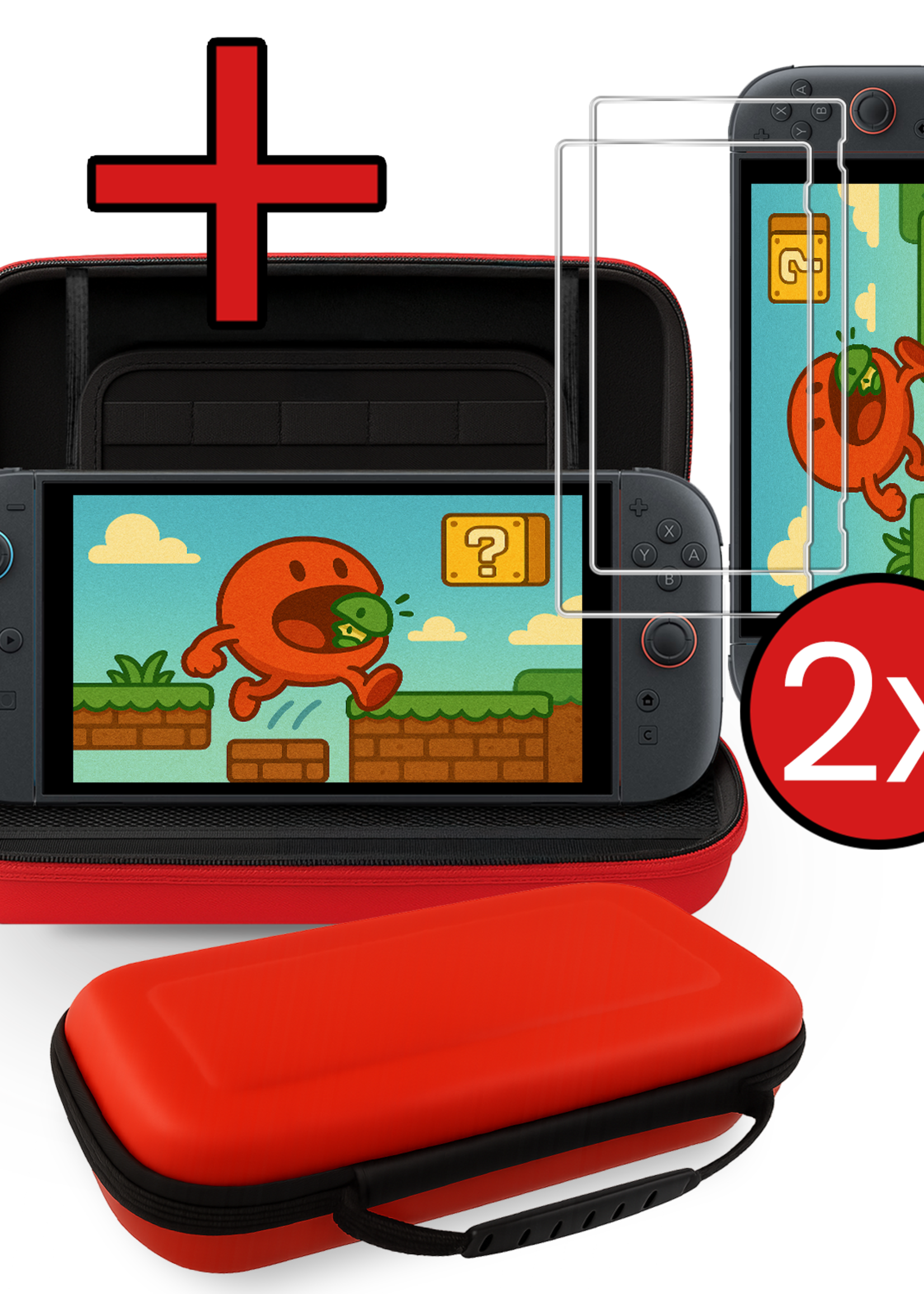 BTH BTH Nintendo Switch 2 Hoesje Handvat Met Screenprotector - Rood