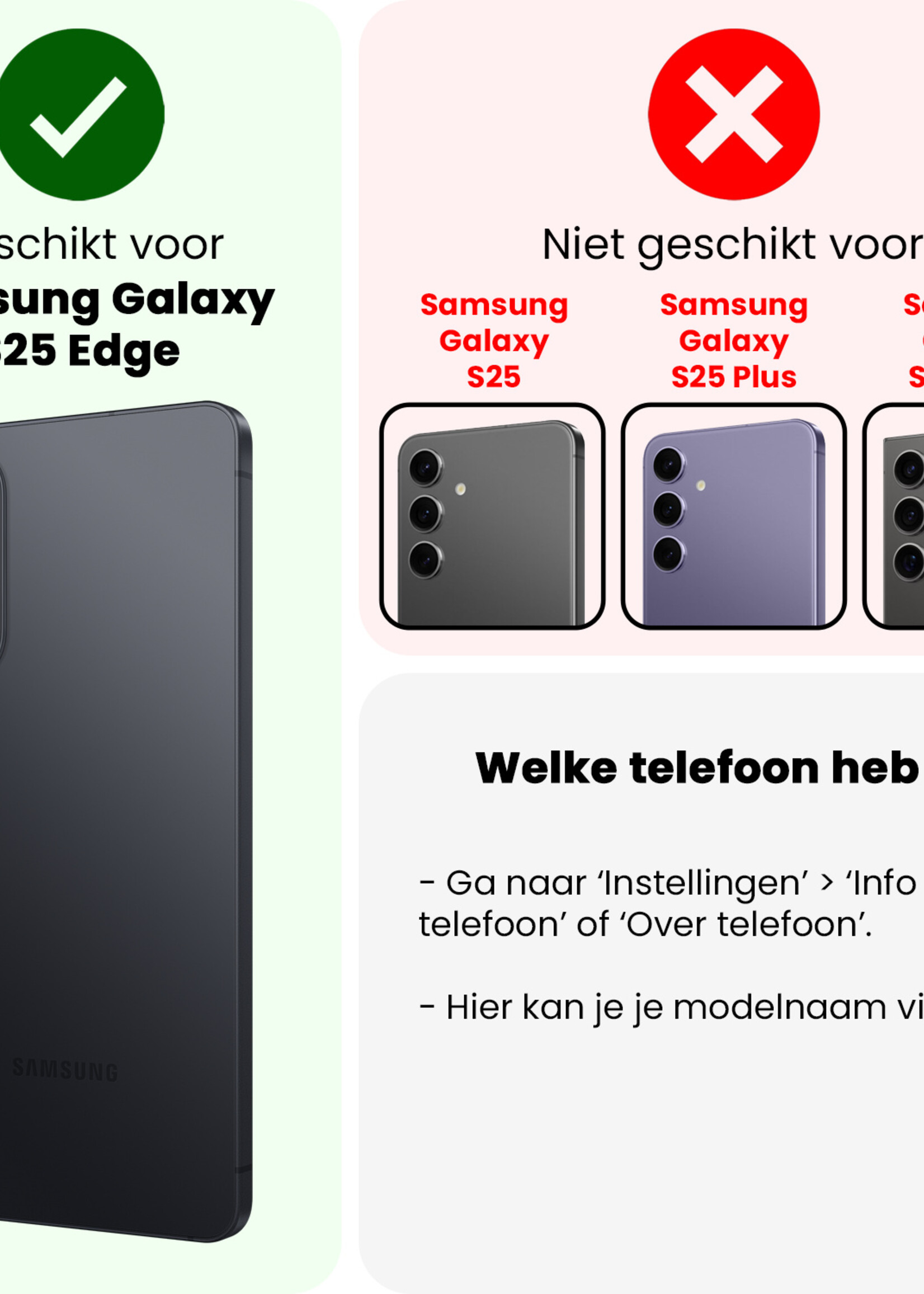BTH BTH Samsung Galaxy S25 Edge Screenprotector Glas Full Cover - 2 PACK