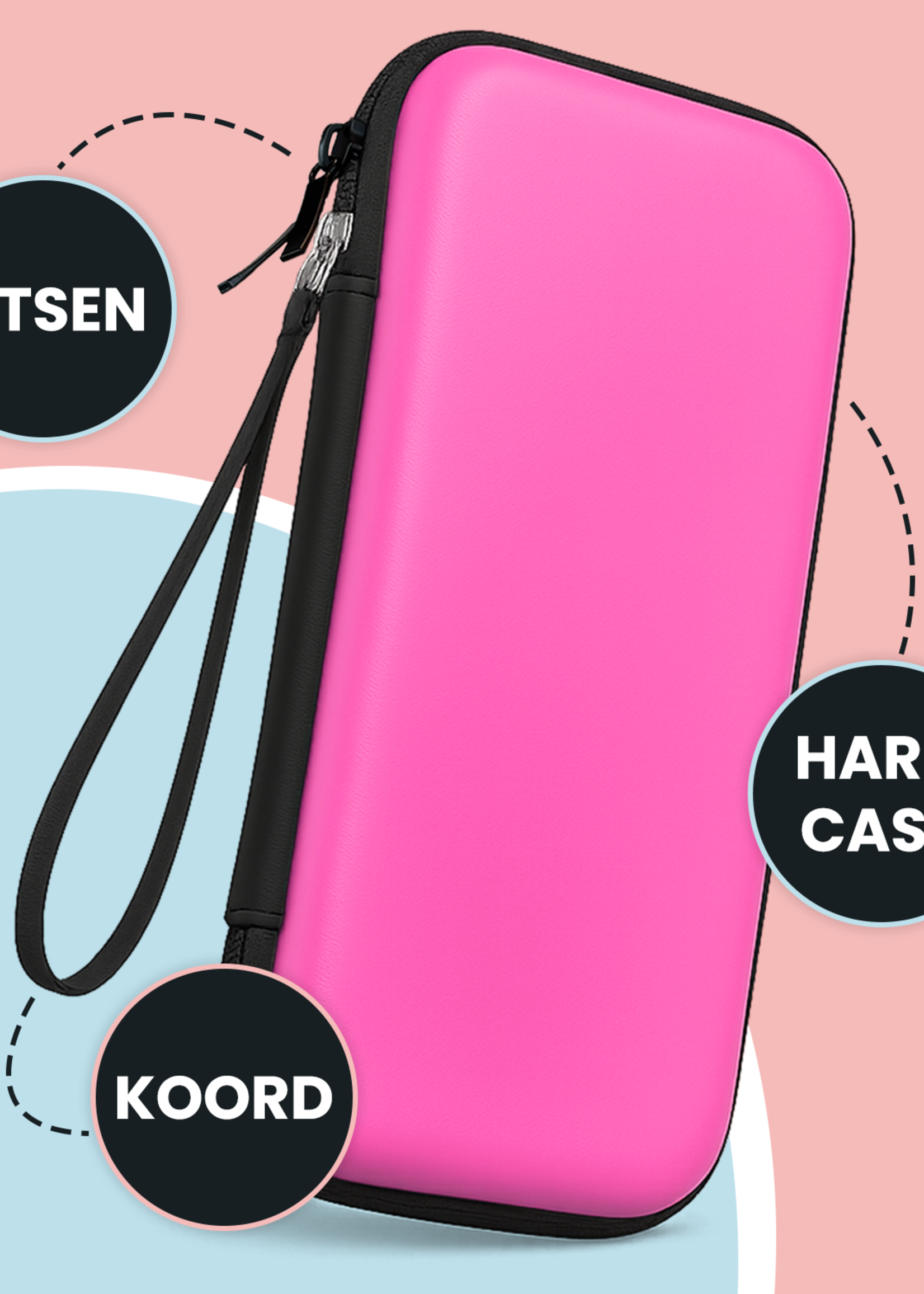 BTH BTH Nintendo Switch 2 Hoesje Koord Met Screenprotector - Roze
