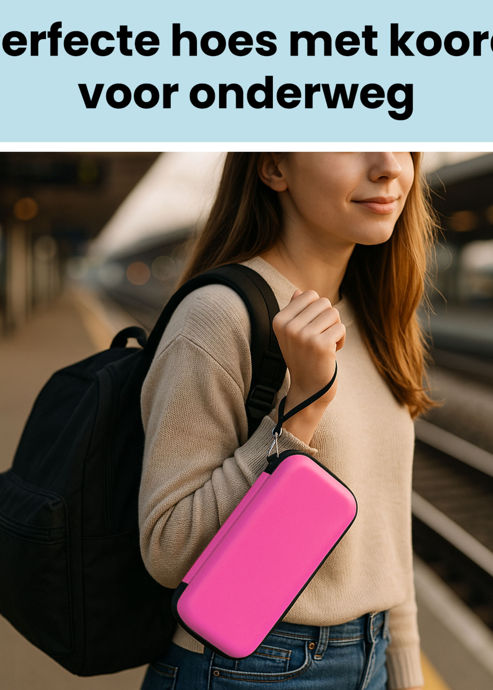 BTH BTH Nintendo Switch 2 Hoesje Koord Met Screenprotector - Roze