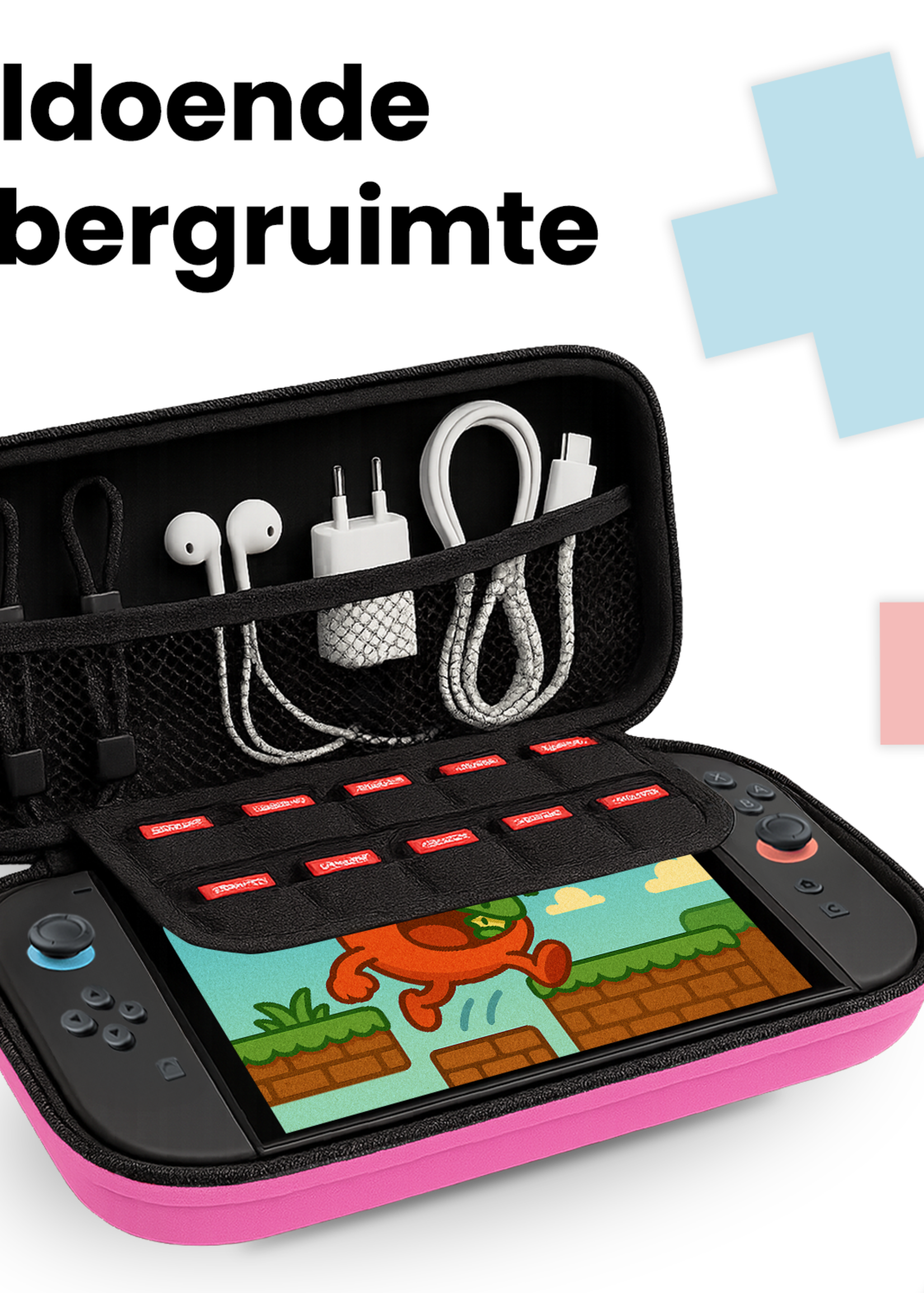 BTH BTH Nintendo Switch 2 Hoesje Koord Met Screenprotector - Roze