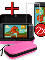BTH BTH Nintendo Switch 2 Hoesje Koord Met 2x Screenprotector - Roze