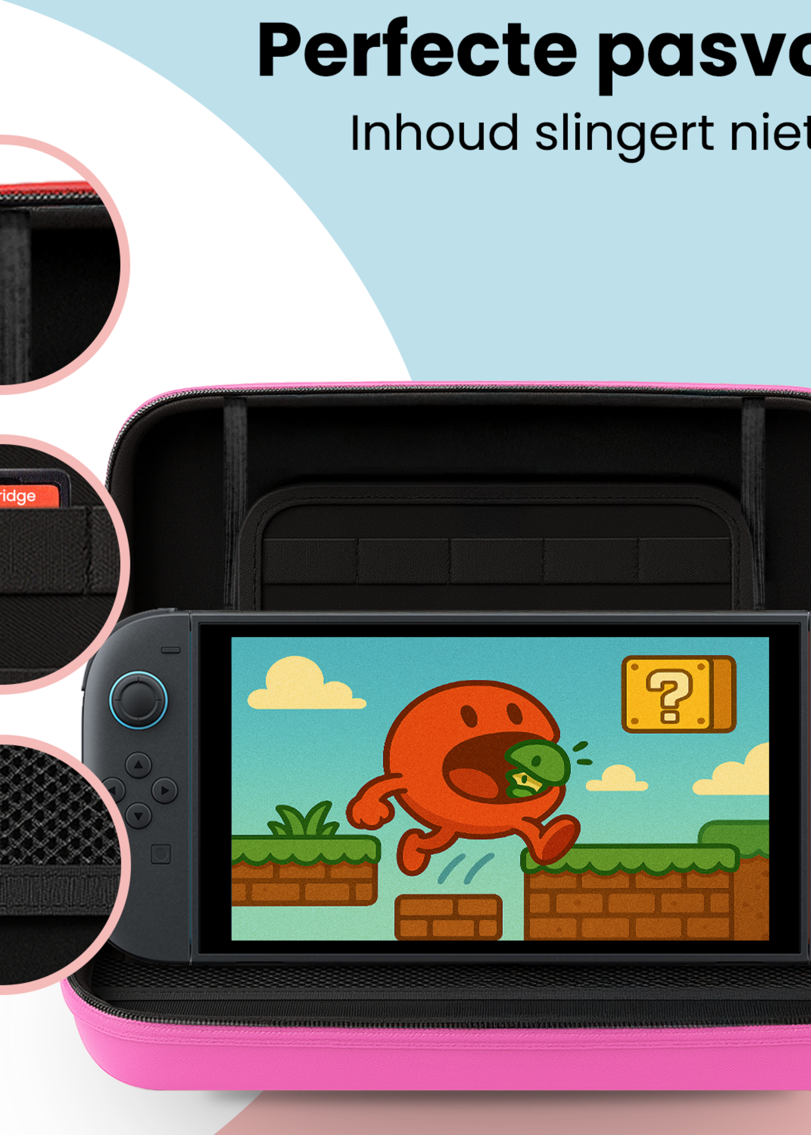 BTH BTH Nintendo Switch 2 Hoesje Handvat Met 2x Screenprotector - Roze