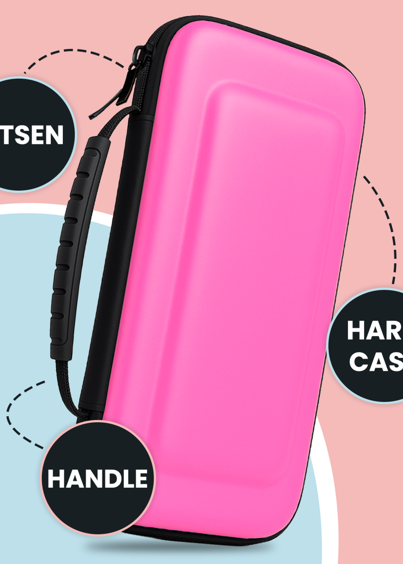 BTH BTH Nintendo Switch 2 Hoesje Handvat Met 2x Screenprotector - Roze