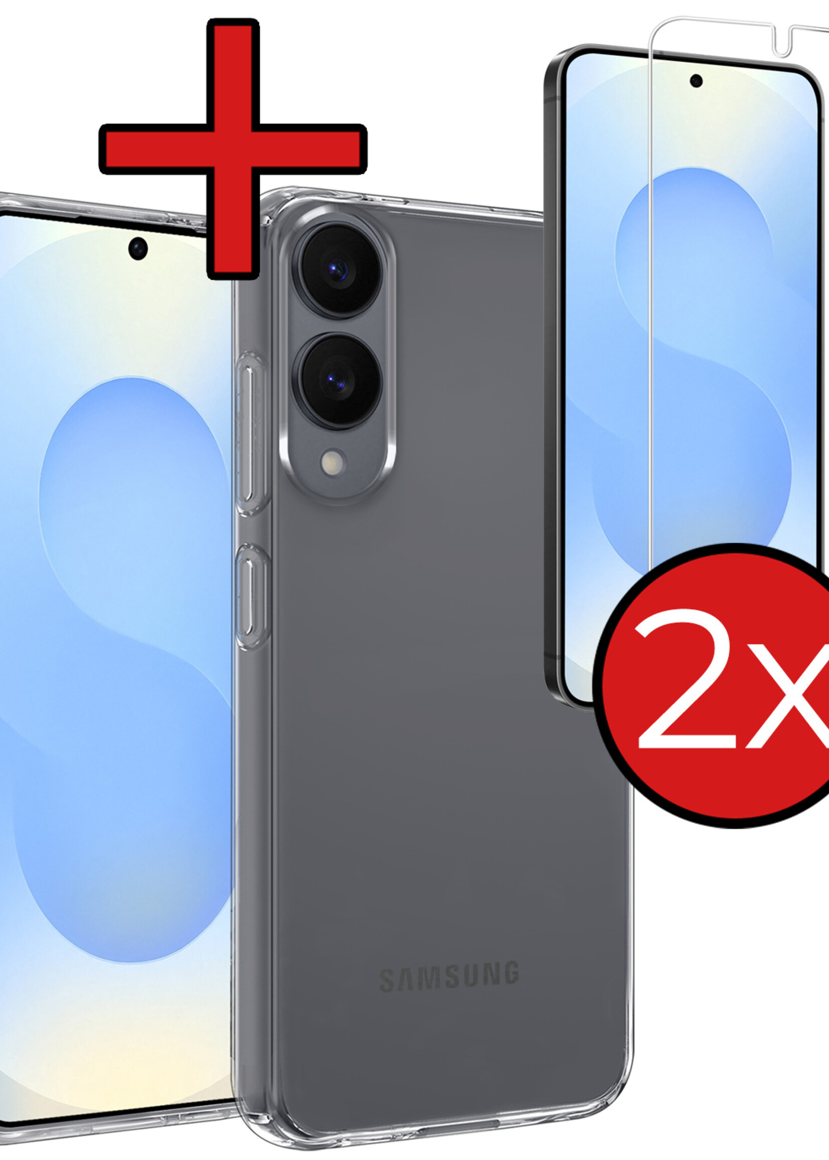 BTH BTH Samsung Galaxy S25 Edge Hoesje Siliconen Met 2x Screenprotector - Transparant