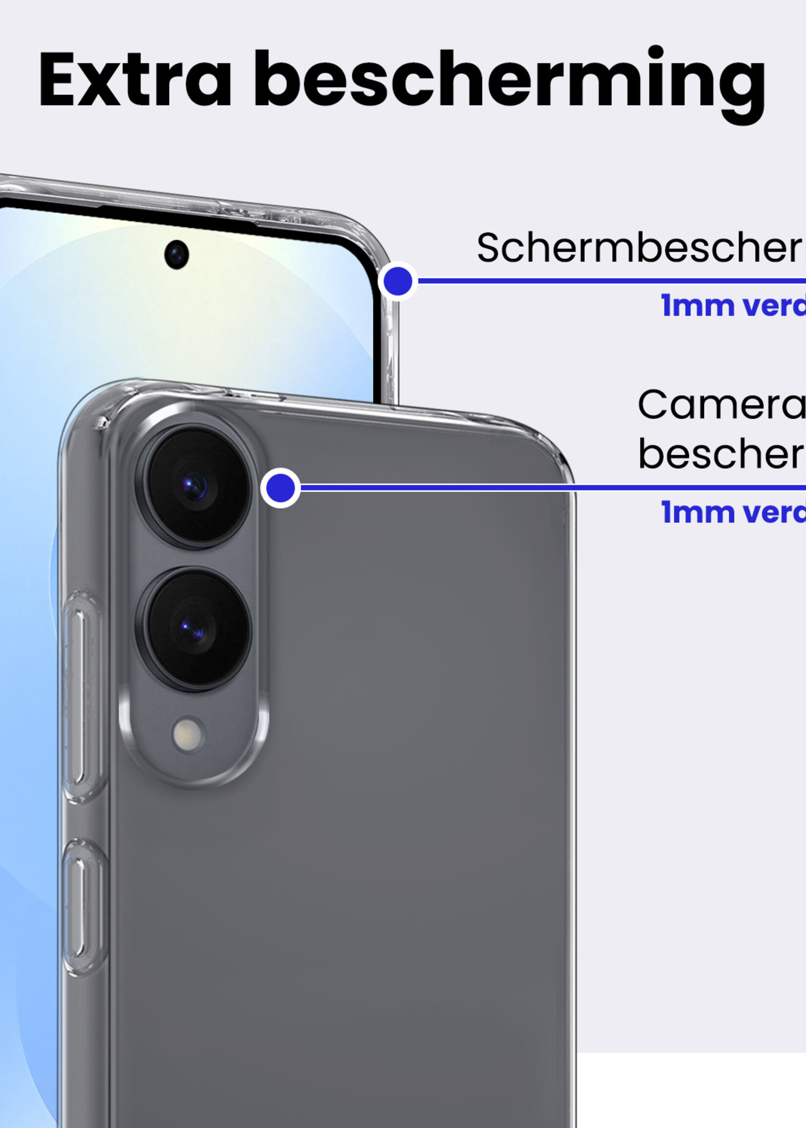 BTH BTH Samsung Galaxy S25 Edge Hoesje Siliconen Met 2x Screenprotector - Transparant
