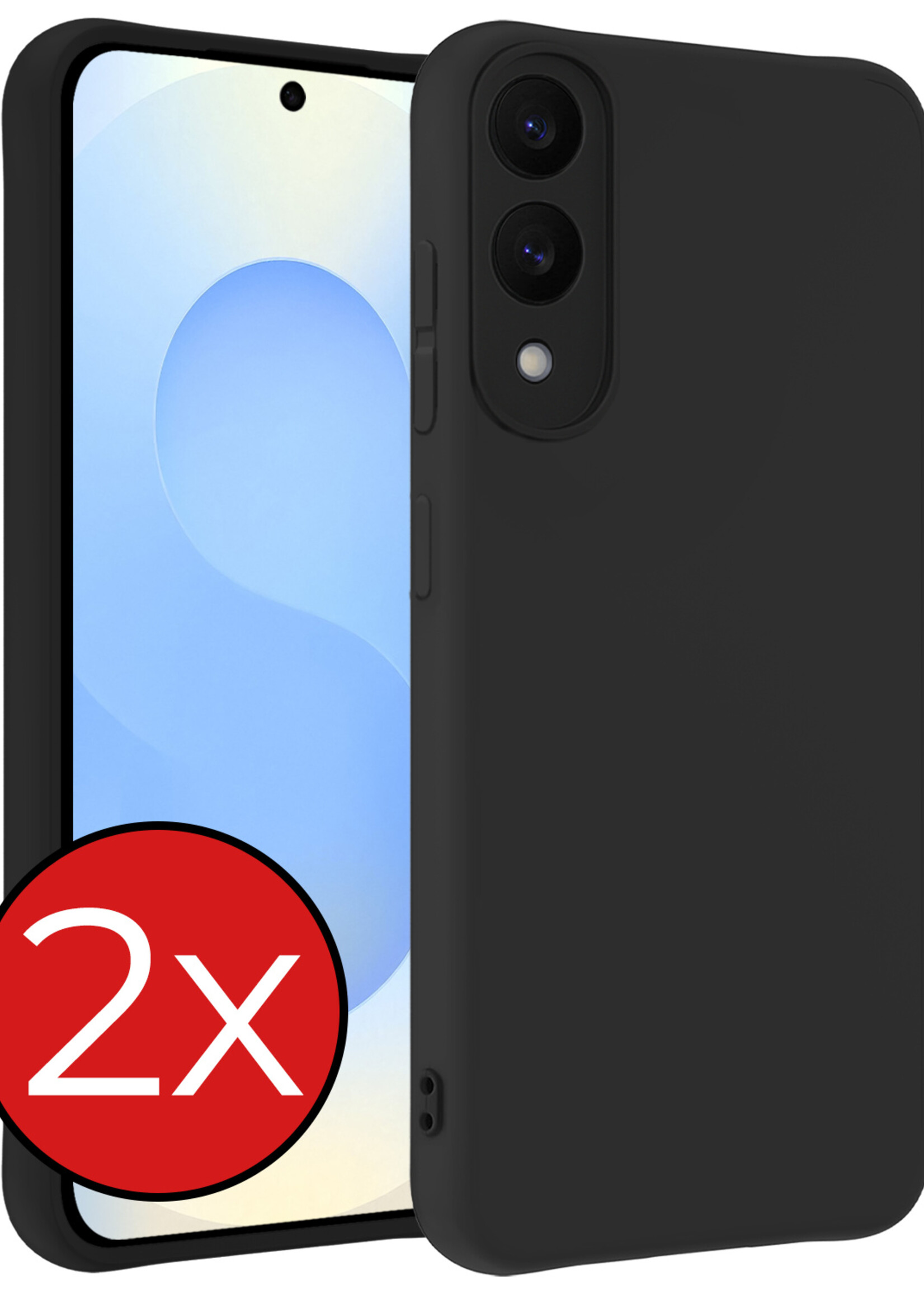 BTH BTH Samsung Galaxy S25 Edge Hoesje Siliconen - Zwart - 2 PACK