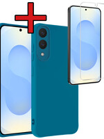 BTH BTH Samsung Galaxy S25 Edge Hoesje Siliconen Met Screenprotector - Donkerblauw