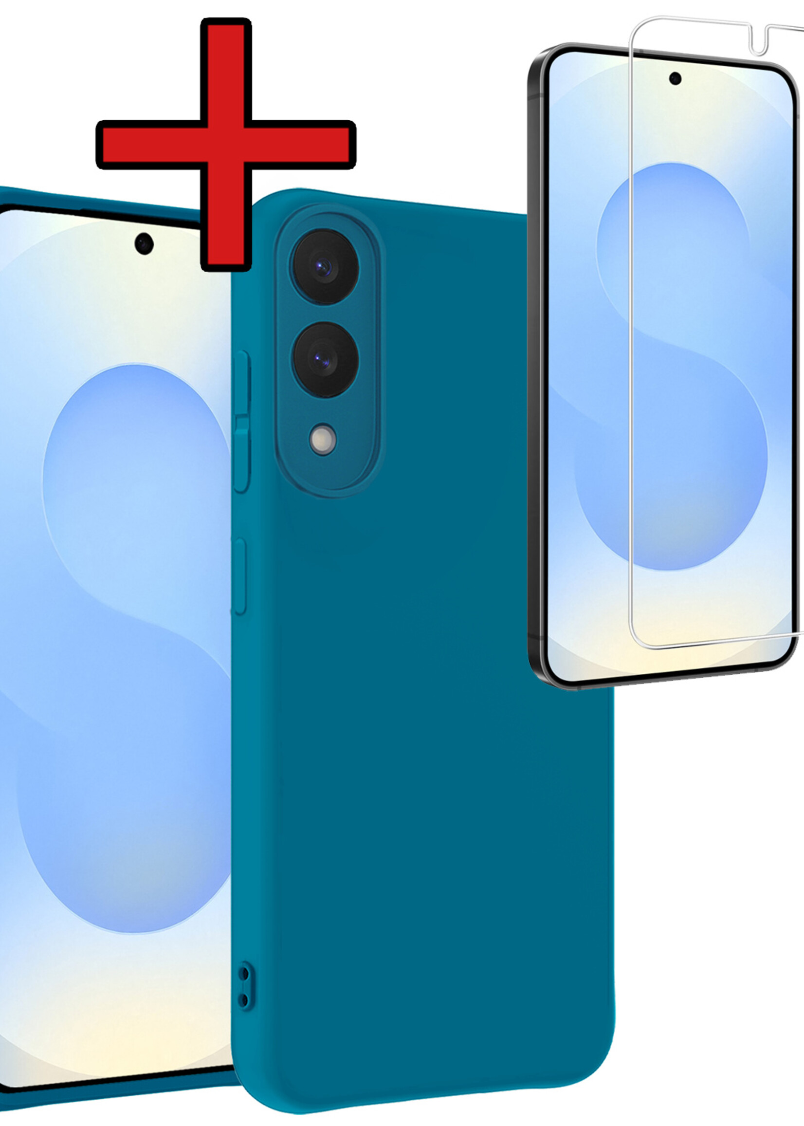 BTH BTH Samsung Galaxy S25 Edge Hoesje Siliconen Met Screenprotector - Donkerblauw
