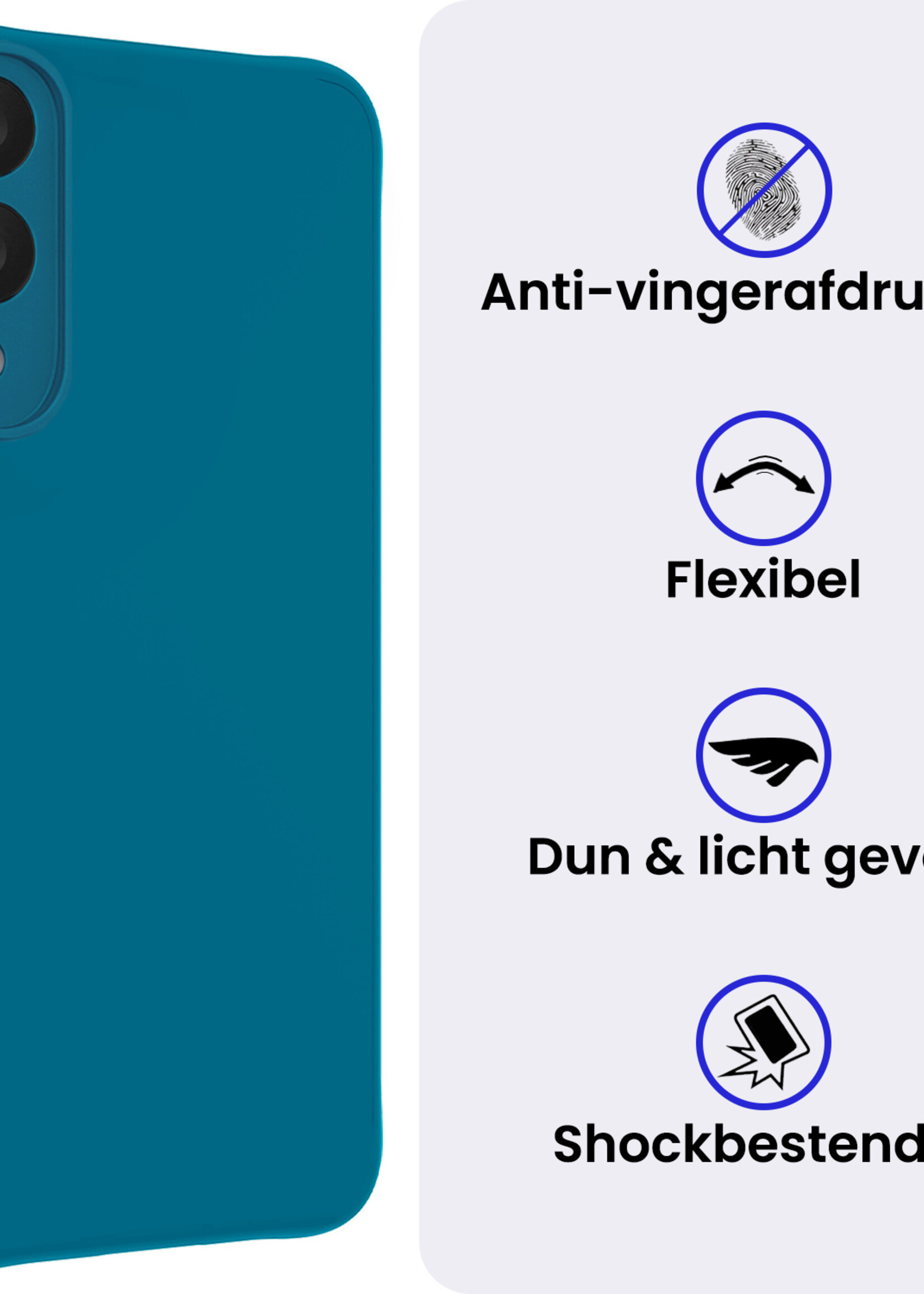 BTH BTH Samsung Galaxy S25 Edge Hoesje Siliconen Met Screenprotector - Donkerblauw