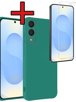 BTH BTH Samsung Galaxy S25 Edge Hoesje Siliconen Met Screenprotector - Donkergroen