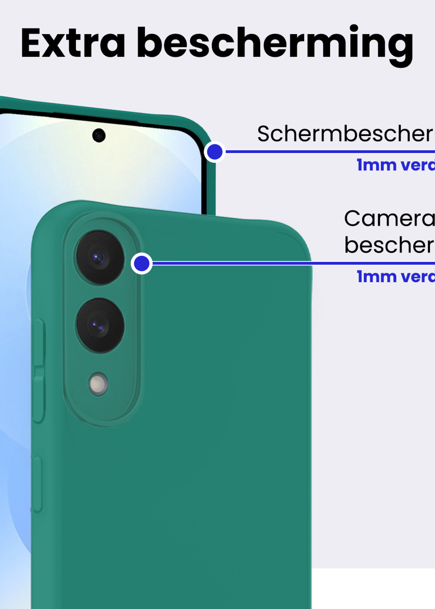 BTH BTH Samsung Galaxy S25 Edge Hoesje Siliconen Met Screenprotector - Donkergroen