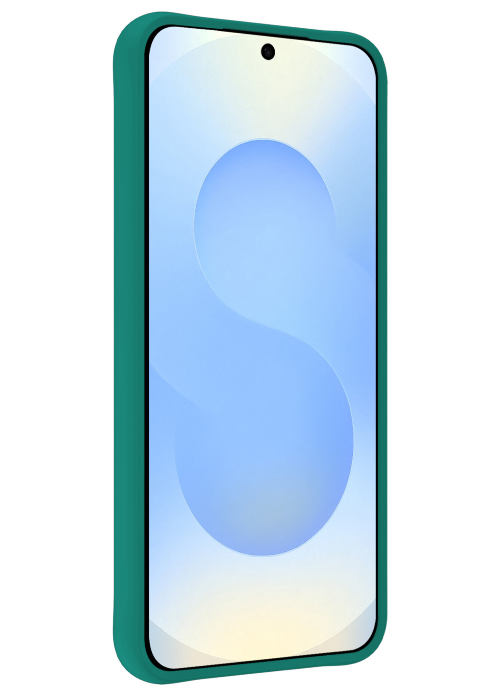 BTH BTH Samsung Galaxy S25 Edge Hoesje Siliconen Met Screenprotector - Donkergroen
