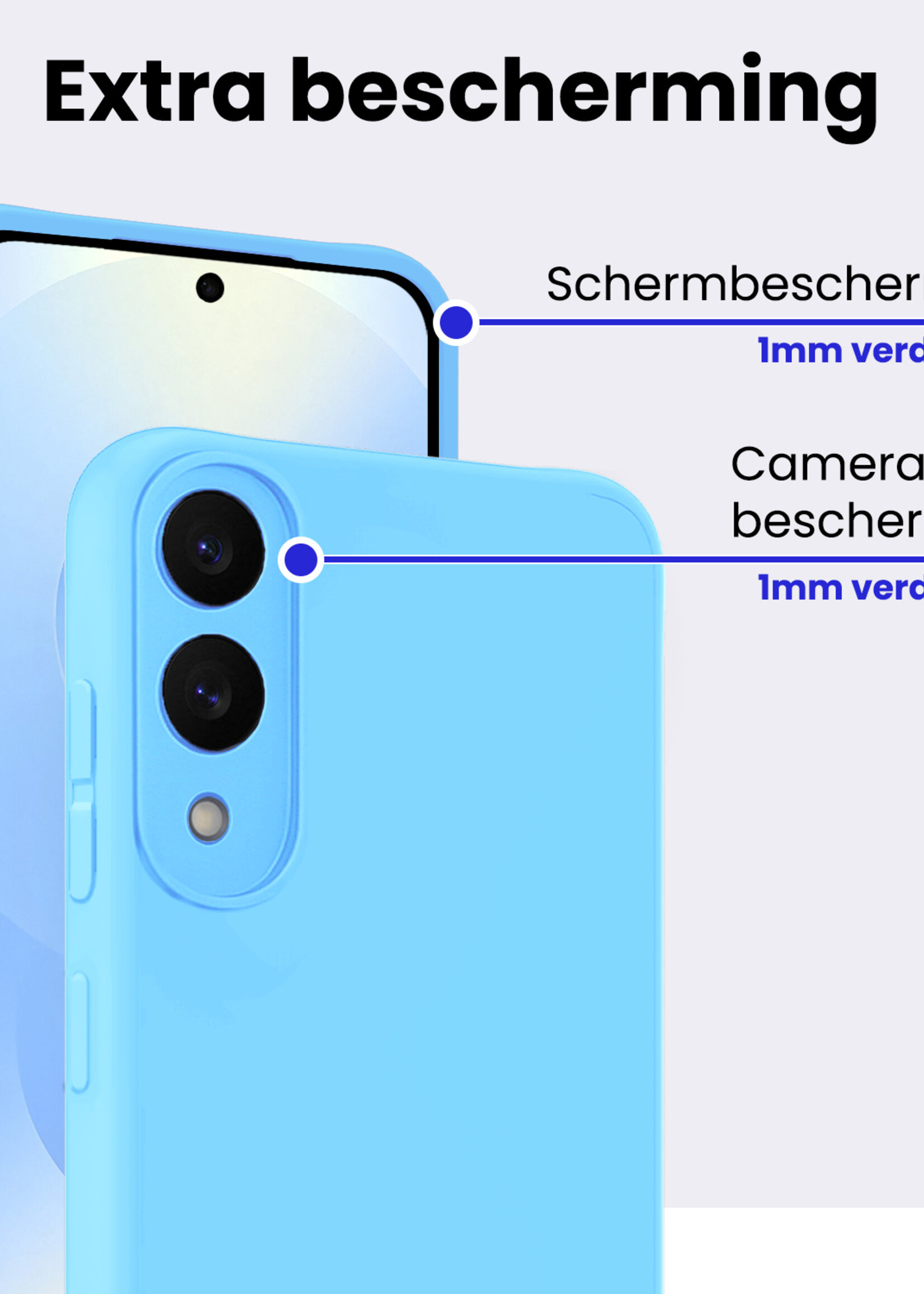 BTH BTH Samsung Galaxy S25 Edge Hoesje Siliconen Met Screenprotector - Lichtblauw